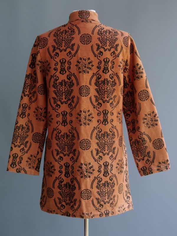 Vtg Hippie Festival Tribal Jacket Mandarin Carved Bone Buttons Cheppu Nepal S