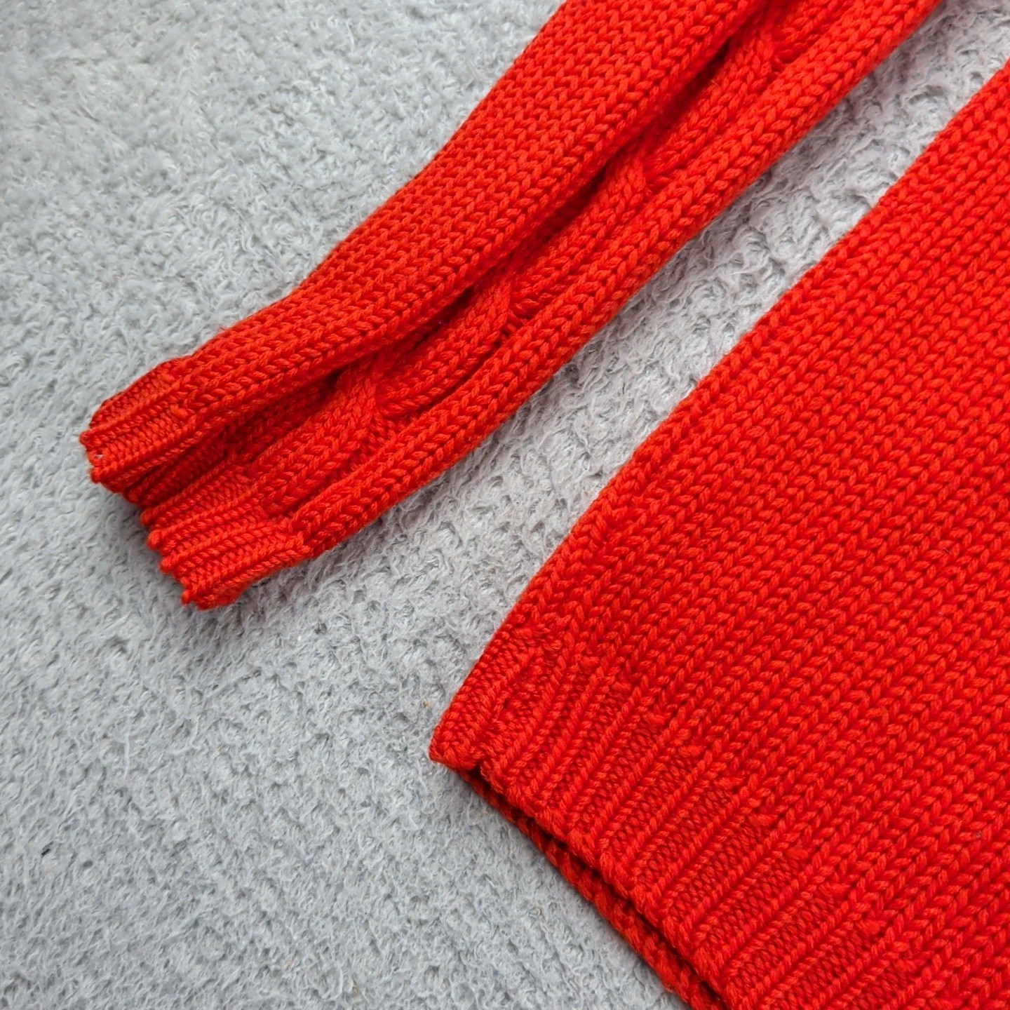 VTG 60s 70s Tami Sweater Womens Red Orange Cable Knit British Colony Hong Kong