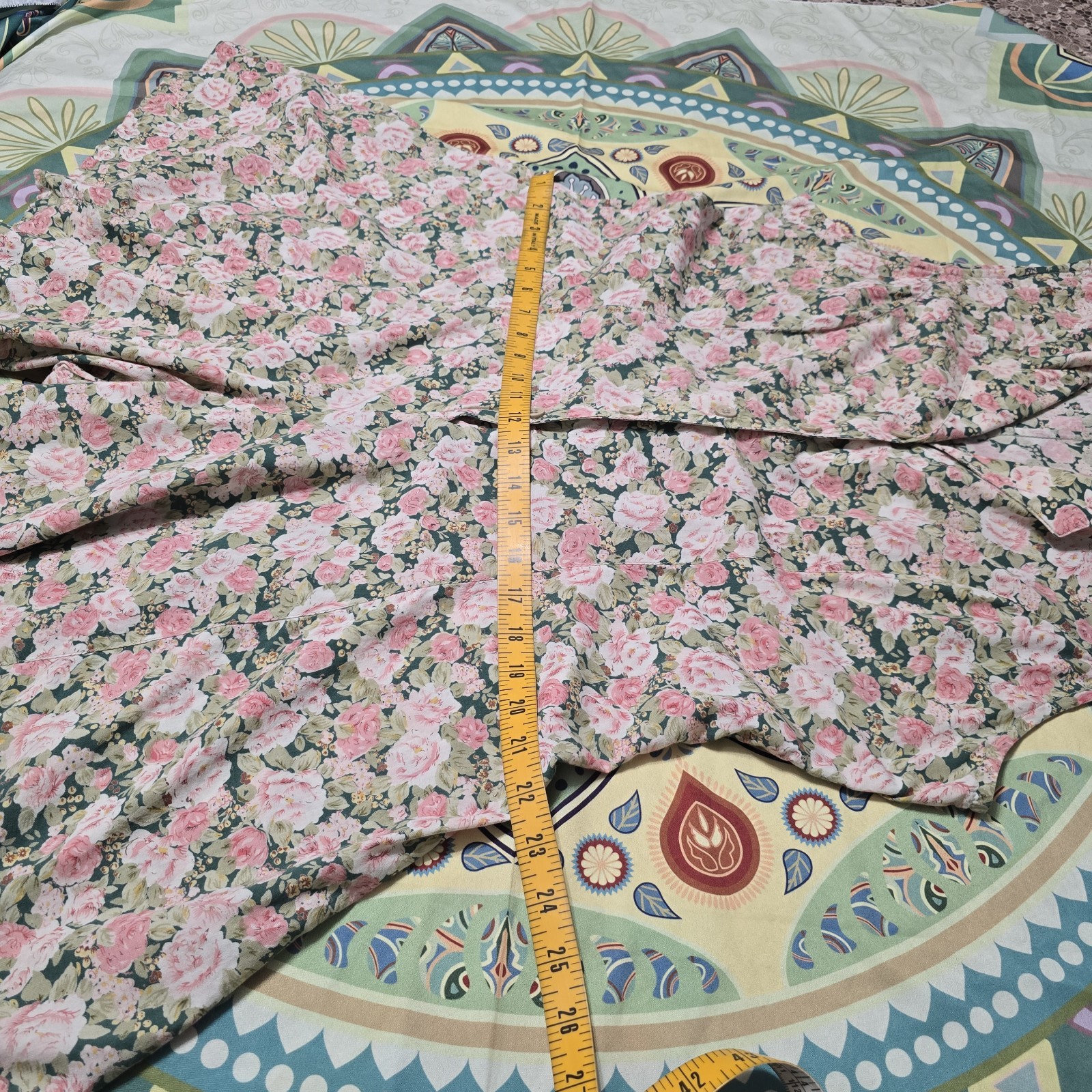 Sostanza Floral Sleeveless Playsuit Large Pink Green Cream Rayon Cotton