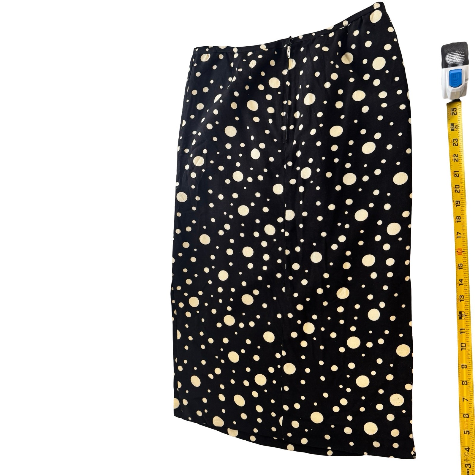 Vintage 80s Black Polka Dot Pencil Skirt Side Slits Pinup Rockabilly Midi Wiggle