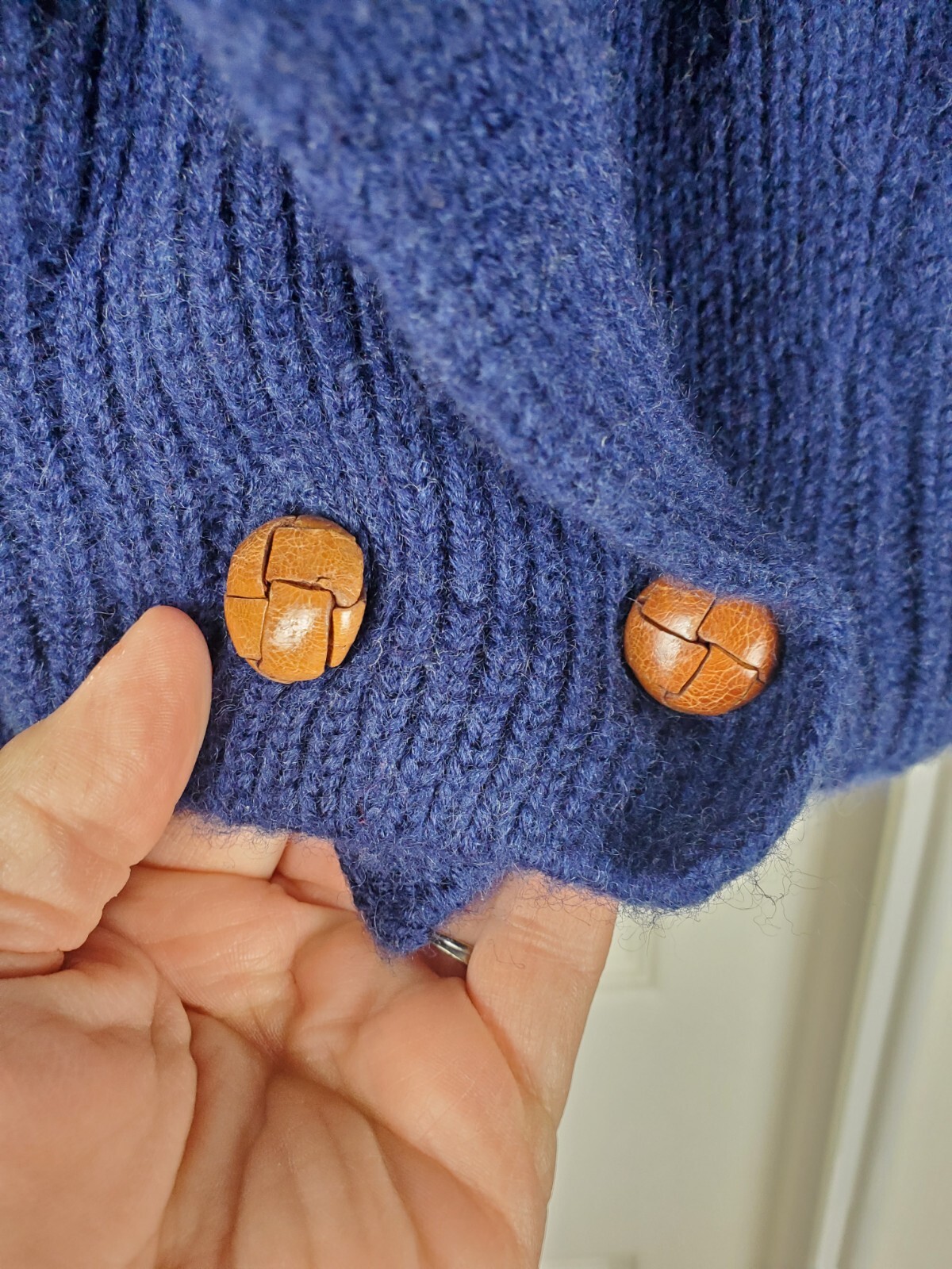 Vtg Robert Michael 2 Button Wool Sweater Women’s L (Moth Holes) Cardigan 1980’s