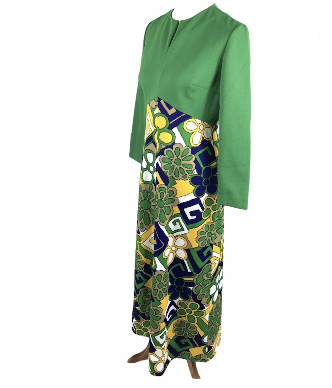 VTG Puritan Forever Young Dress 1960s 1970s Green Floral