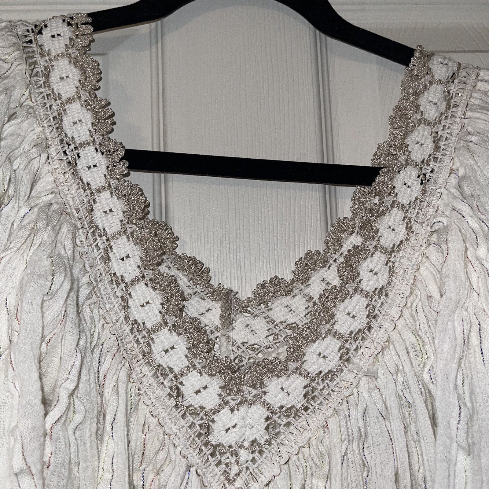 Miami Greece Fashions Inc Vintage Gauze Grecian Sun Dress Butterfly Sleeve Lace