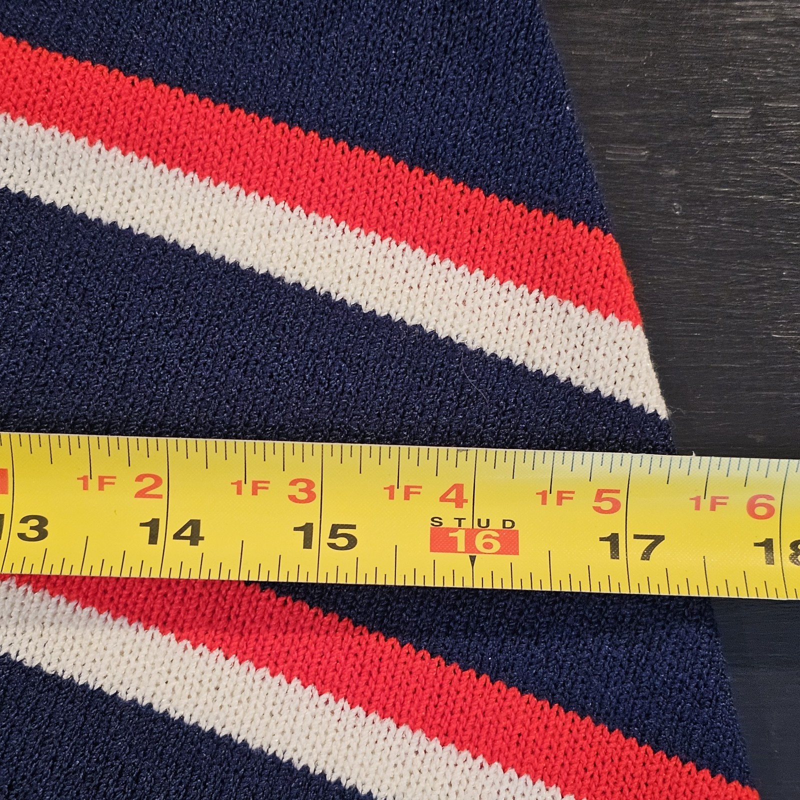 VTG 70s Knit 2-Piece Sweater A-Line XS Skirt Union Made Chevron Red White Navy