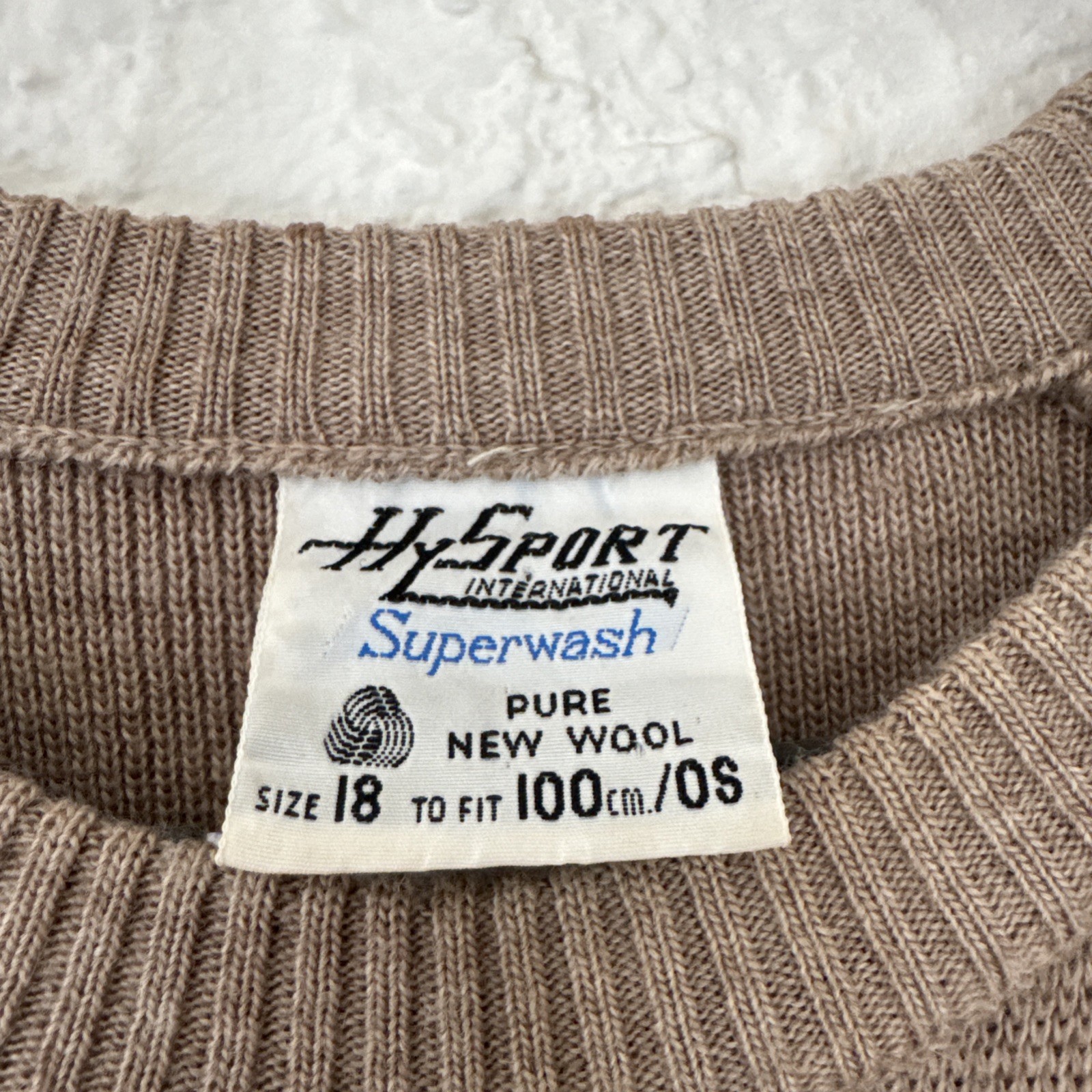 Vintage Hysport 100% Wool Koala Sweater XS 85cm Ivory Australia 70s 60s Knit