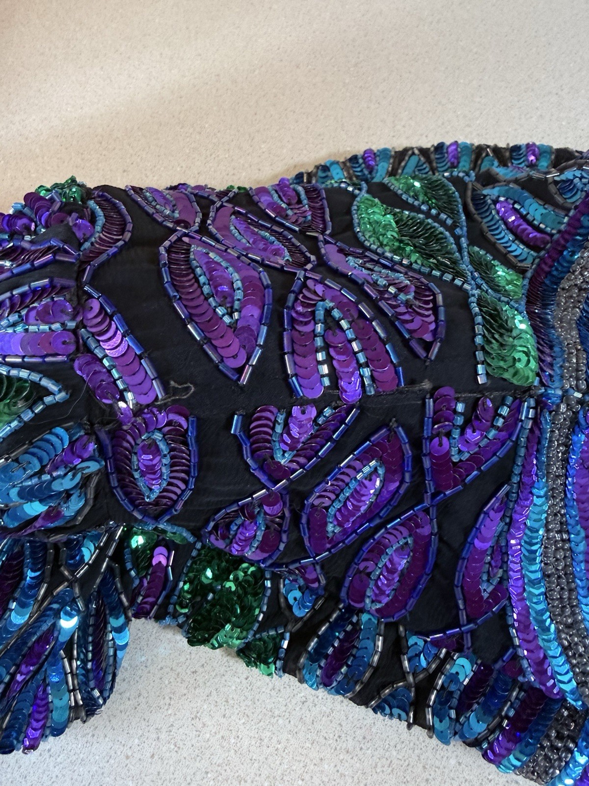 vtg 1980s Laurence Kazar New York sequin and beaded evening cardigan jacket Lg