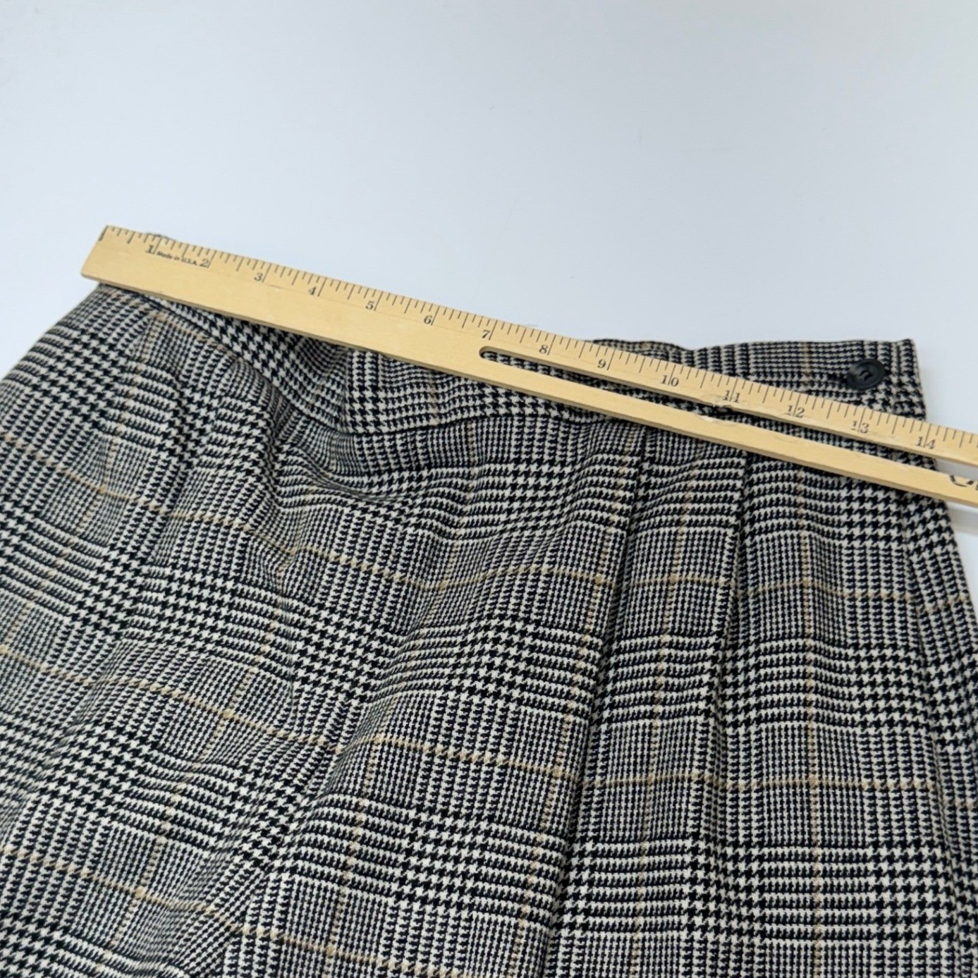 Vintage Glen Plaid Wool Trousers Women 14 Gray Dark Academia Preppy Office