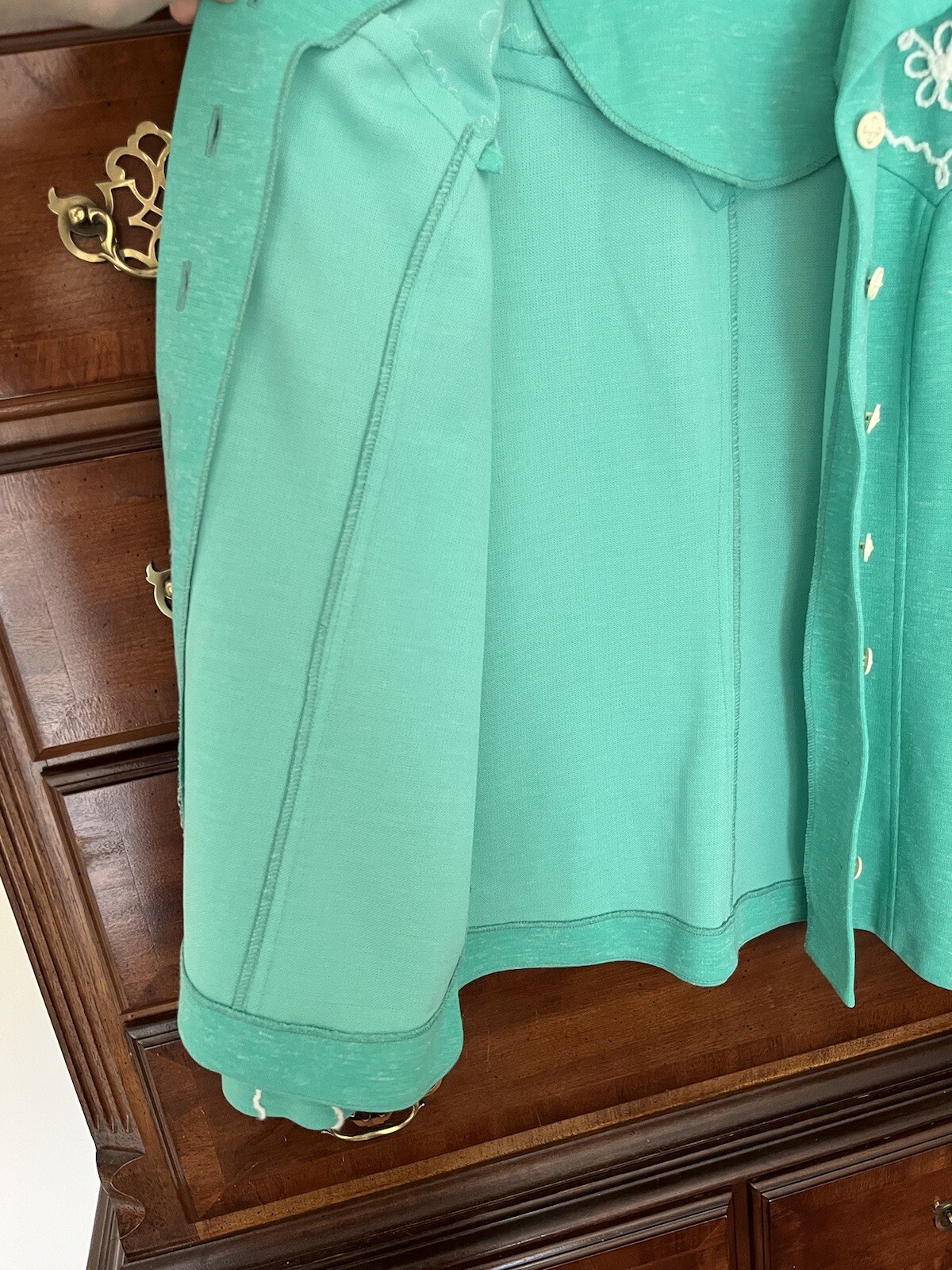 NARDIS OF DALLAS lightweight embroidered Jacket Blazer SMALL S heathered green