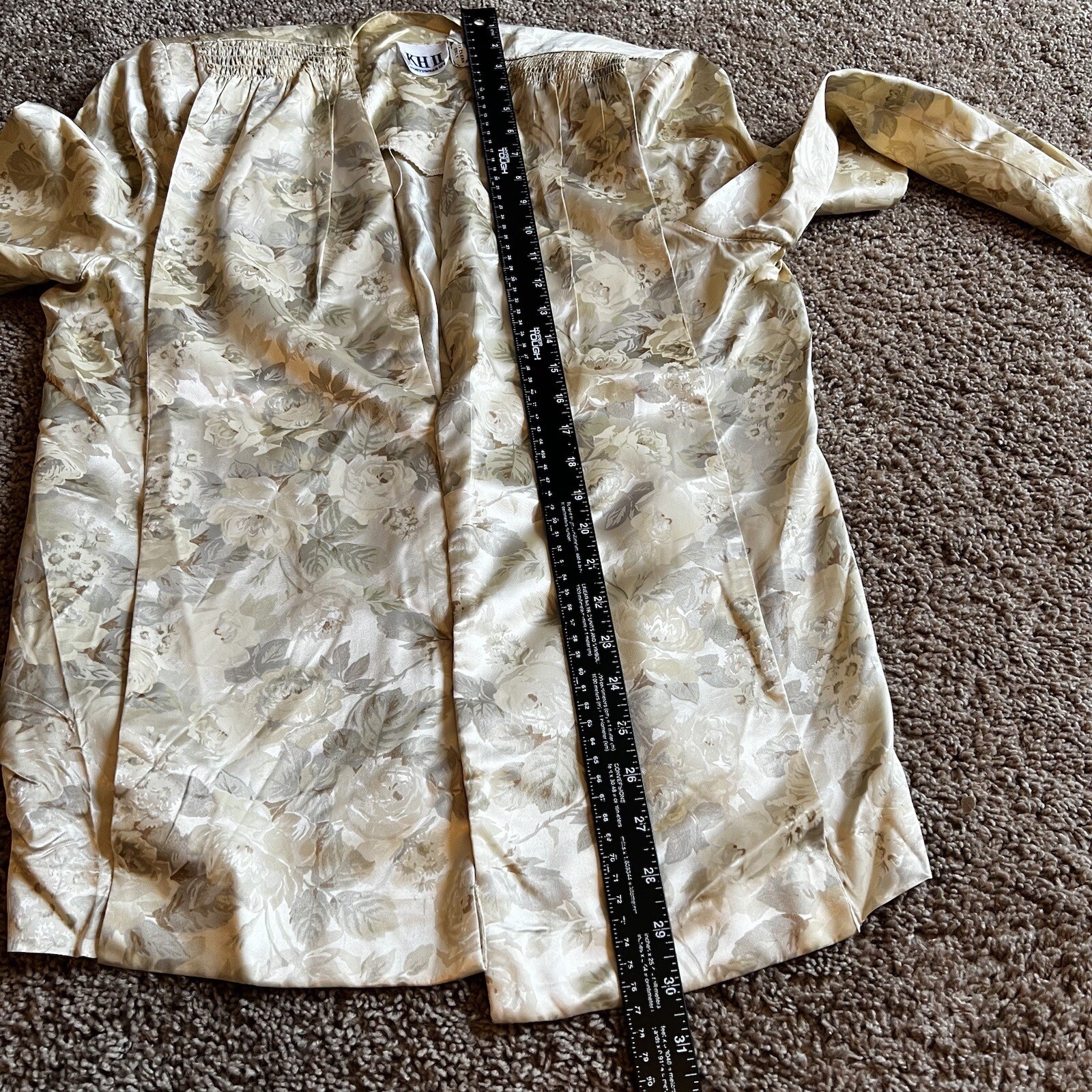 Vintage Silk Satin KH II Victorian 80s Floral Asian Evening Cardigan Jacket Sz14