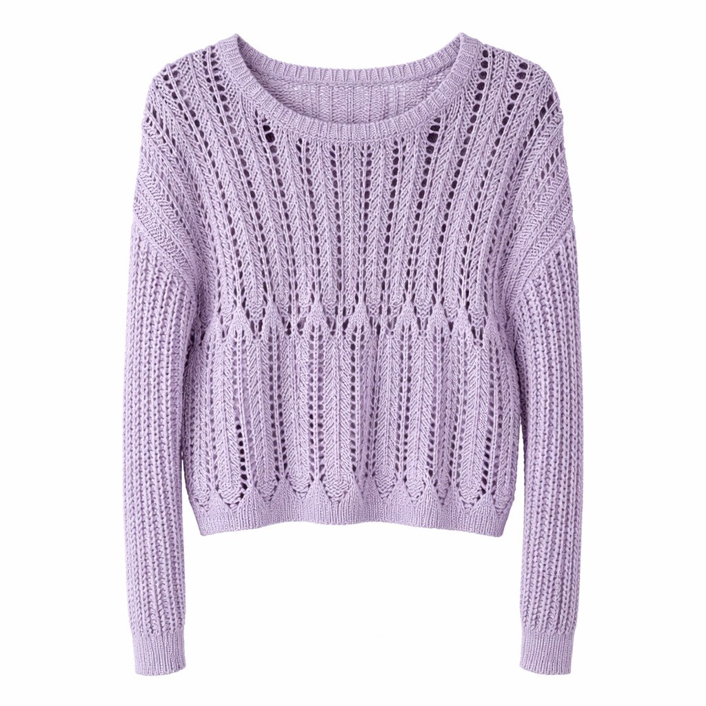 Aeropostale Lavender Pointelle Open Knit Sweater Y2K Fairycore Crochet Pullover