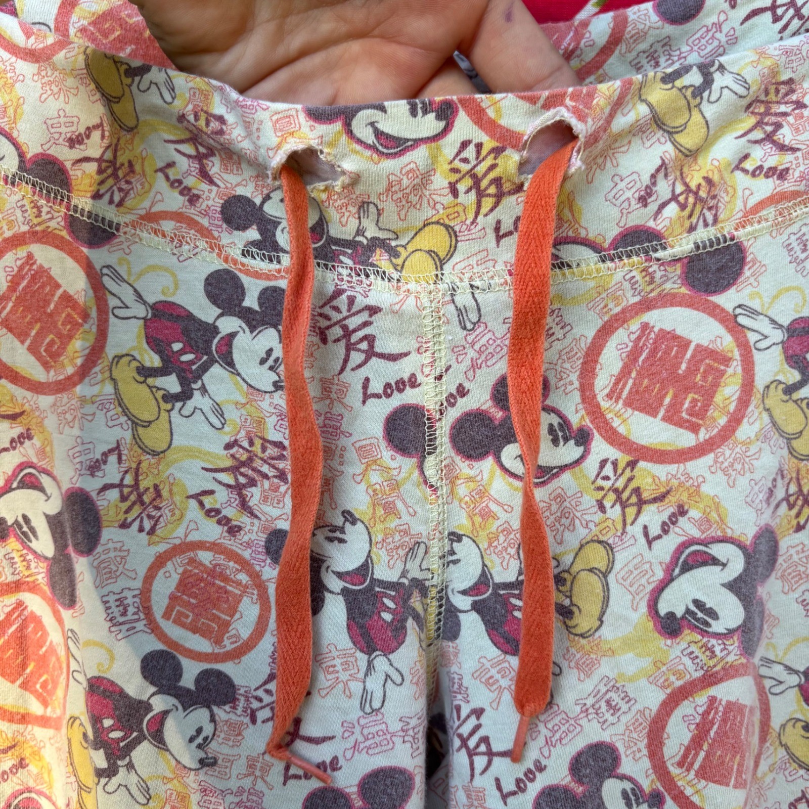 2000’s Low Rise Wide Leg Pull On Drawstring Mickey Mouse Capri Pants Size S
