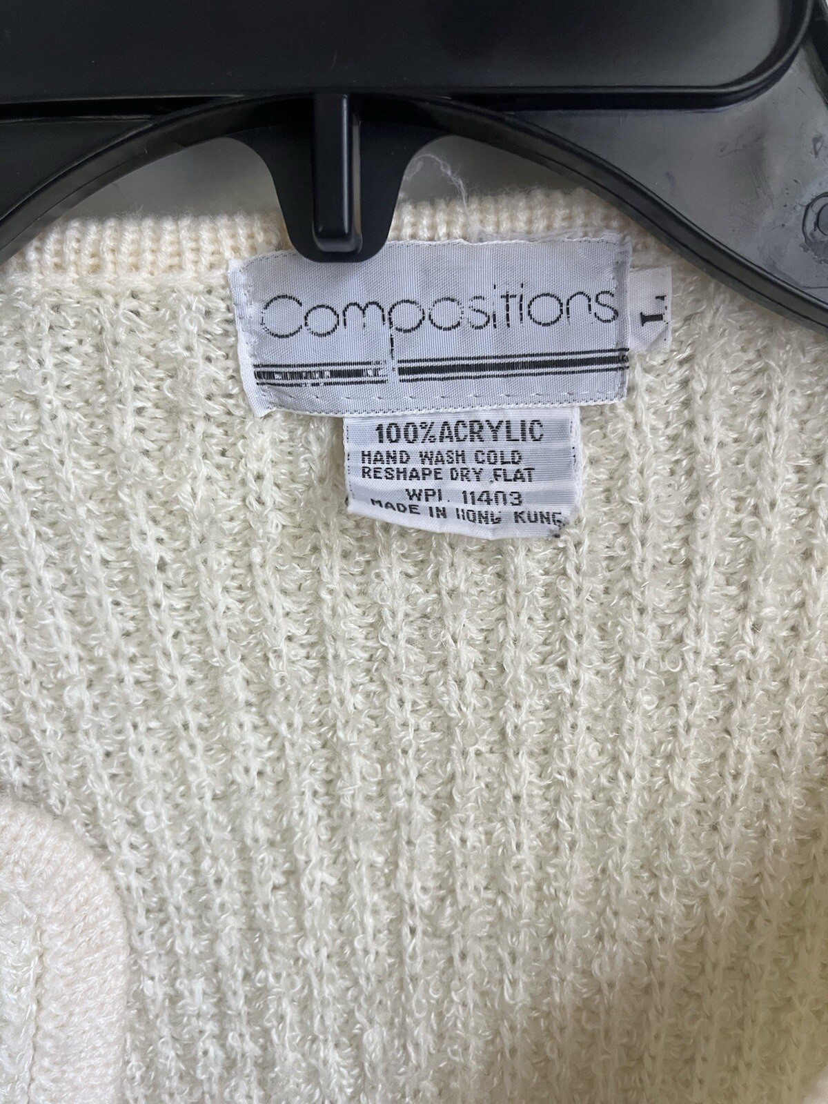 Compositions Vintage Sweater Knit Cardigan Open Front 70s Chunky Sequins Large