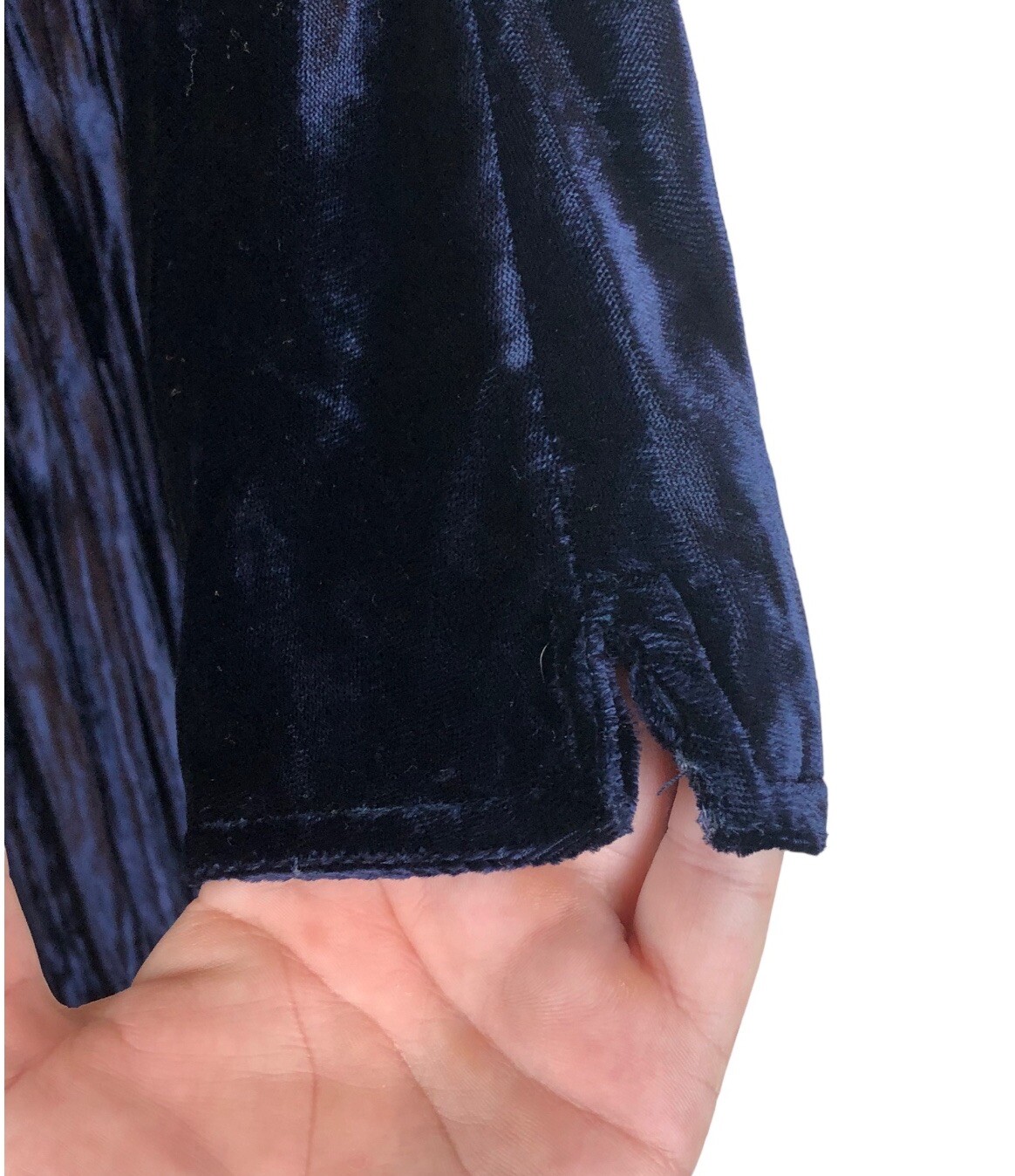 Size 8 Sharon Young Women’s Maxi Dress Navy Blue Crushed Velvet 90s