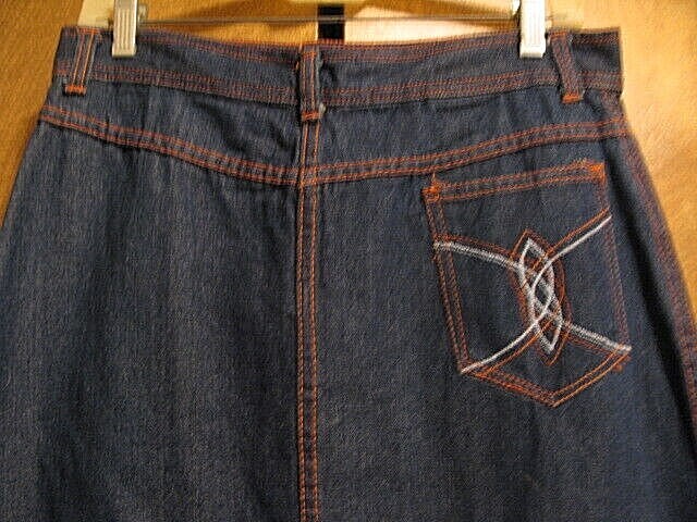 Vintage Womens Joni Blair of Ca Western Denim Pencil Skirt Dk Wash Sz 15 1990s