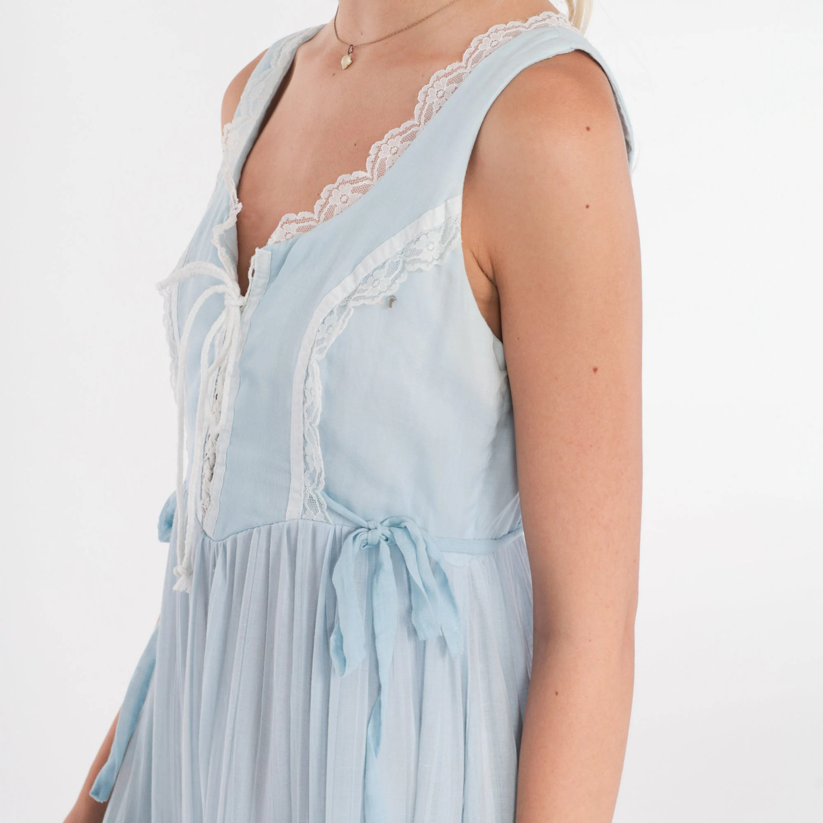70s Gunne Sax Dress S Baby Blue Sundress Vintage Prairie Maxi Bohemian Lace Up S