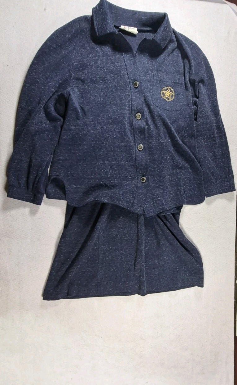 1980’s 2 Piece D’Allaird’s Skirt And Top Set Blue W/Gold Accent Size 14