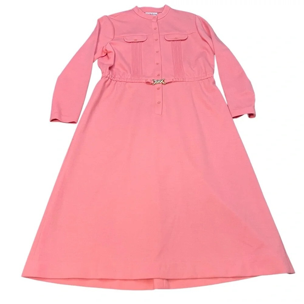 Cheekaberry Vintage Coral Pleated Pocket Belted Dress