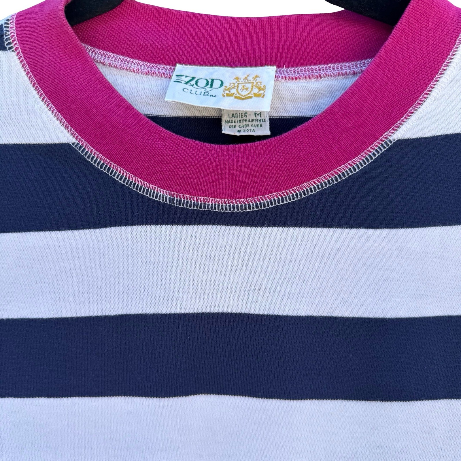 Izod Club Vintage 90s Nautical Preppy Coastal Striped Shirt Yacht Club Navy M