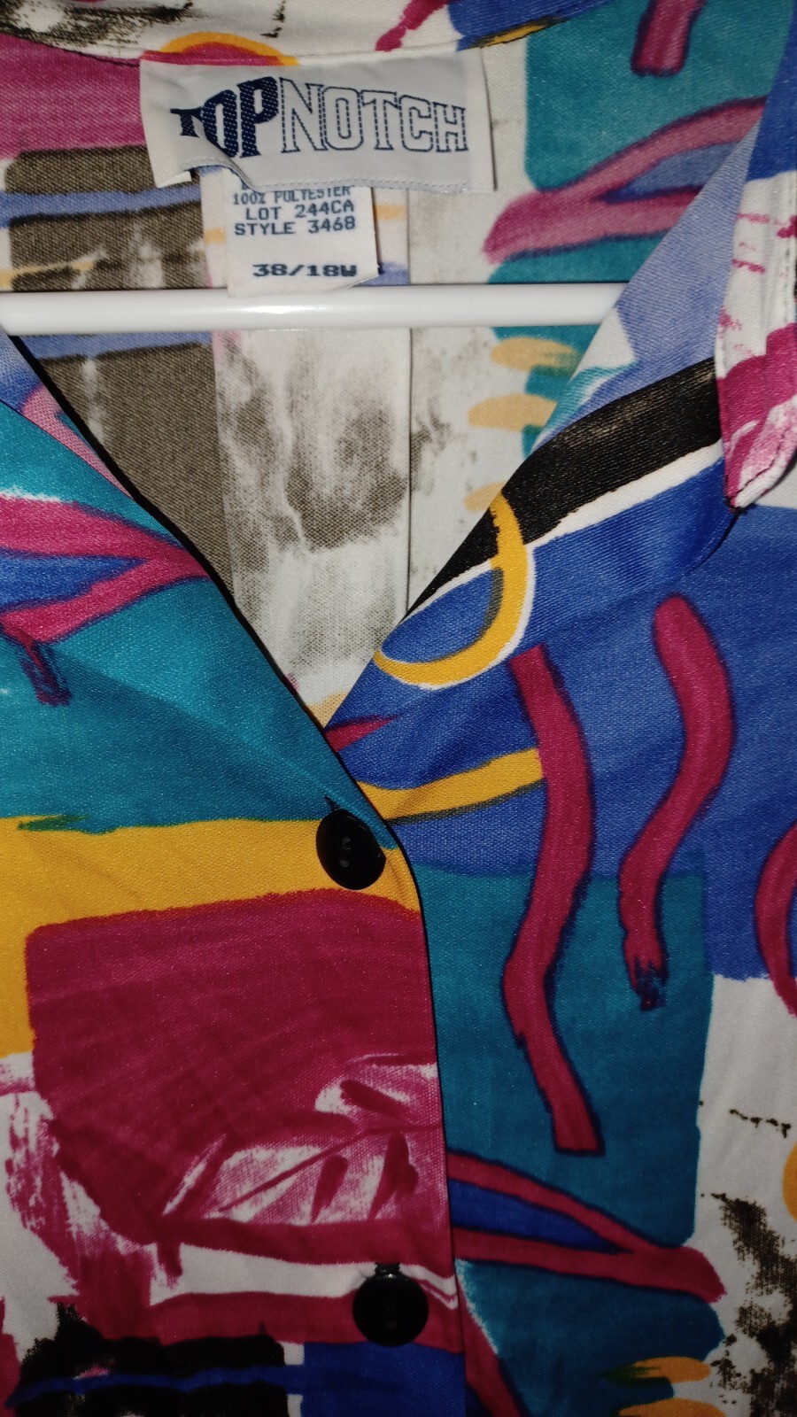 Vintage Top Notch Button up colorful Unique short Sleeve Top 18 Blouse NWT shirt
