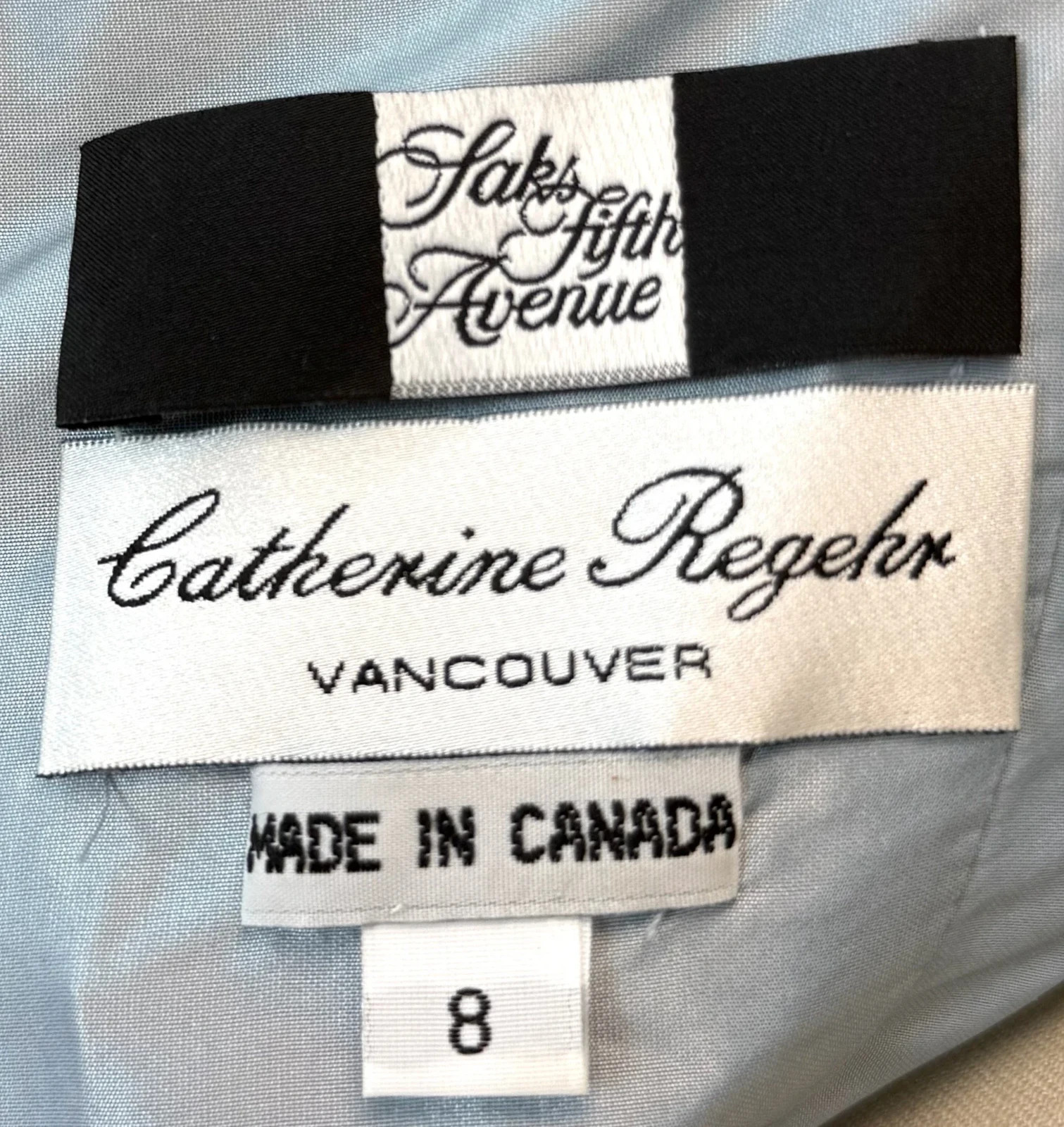 Vintage Catherine Regehr Saks Fifth Avenue Ice Blue Silk Ruffle Prom Dress Gown