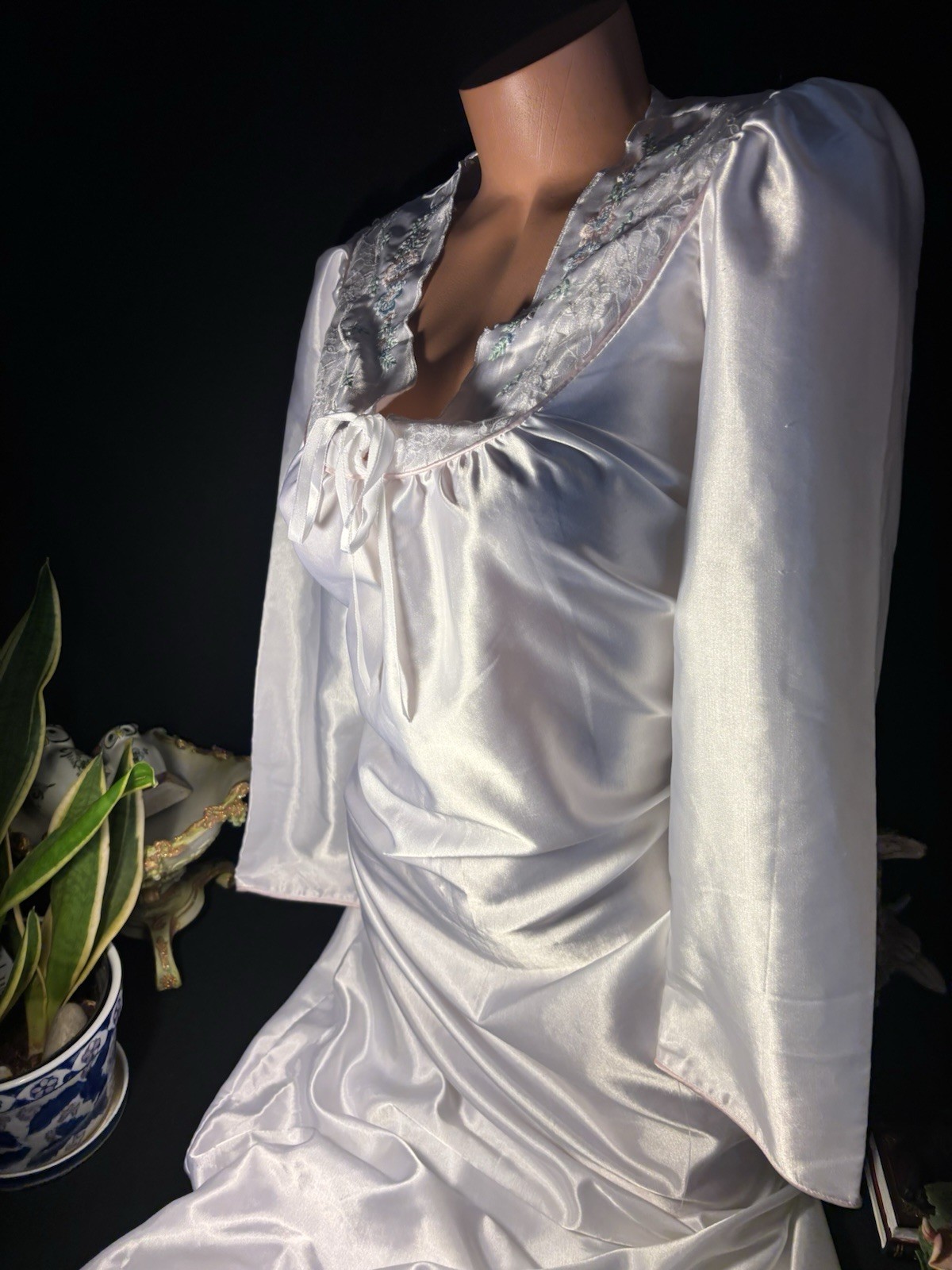 Vtg Satin Shiny White Gown Long Nightgown Vtg Sexy Anastasia Nightgown Long Gown