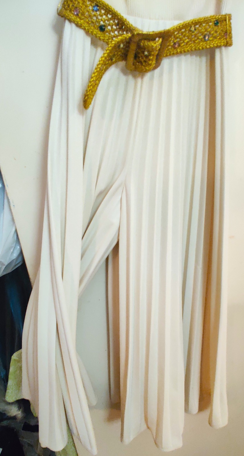 Cream Split Formal full length dress