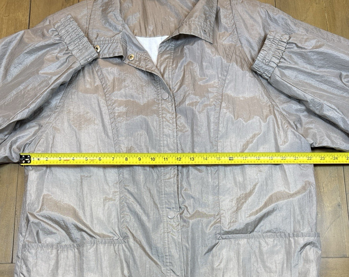 Haband 80s Metallic Windbreaker Womens Lightweight Snap Jacket L Gorpcore Sporty