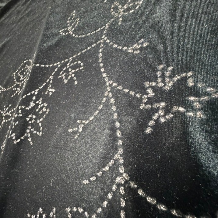 Vintage Blk Velvet Floral Glitter Maxi Dress 99721 S Goth Dark Fairy Y2K Whimsy