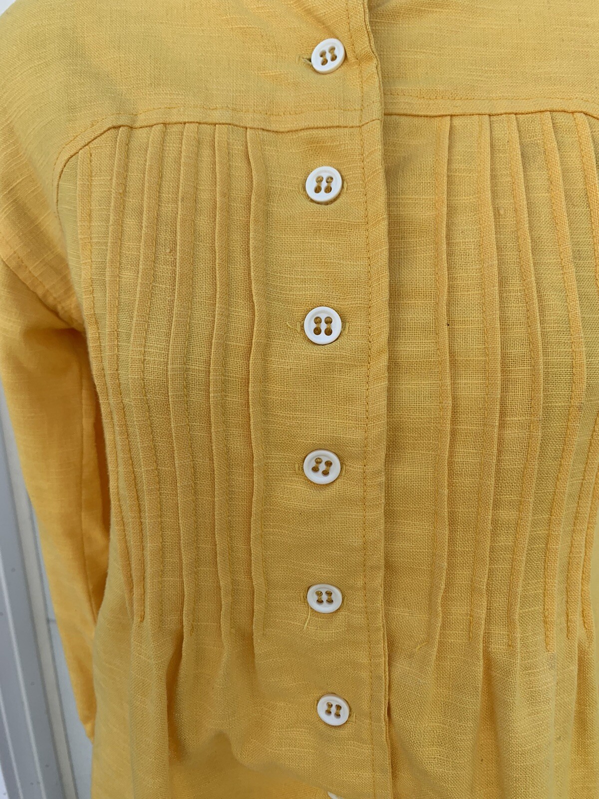 Vintage 60’s 70s S. HOWARD HIRSCH Pintuck Sunflower Yellow Utility Dress XS/S