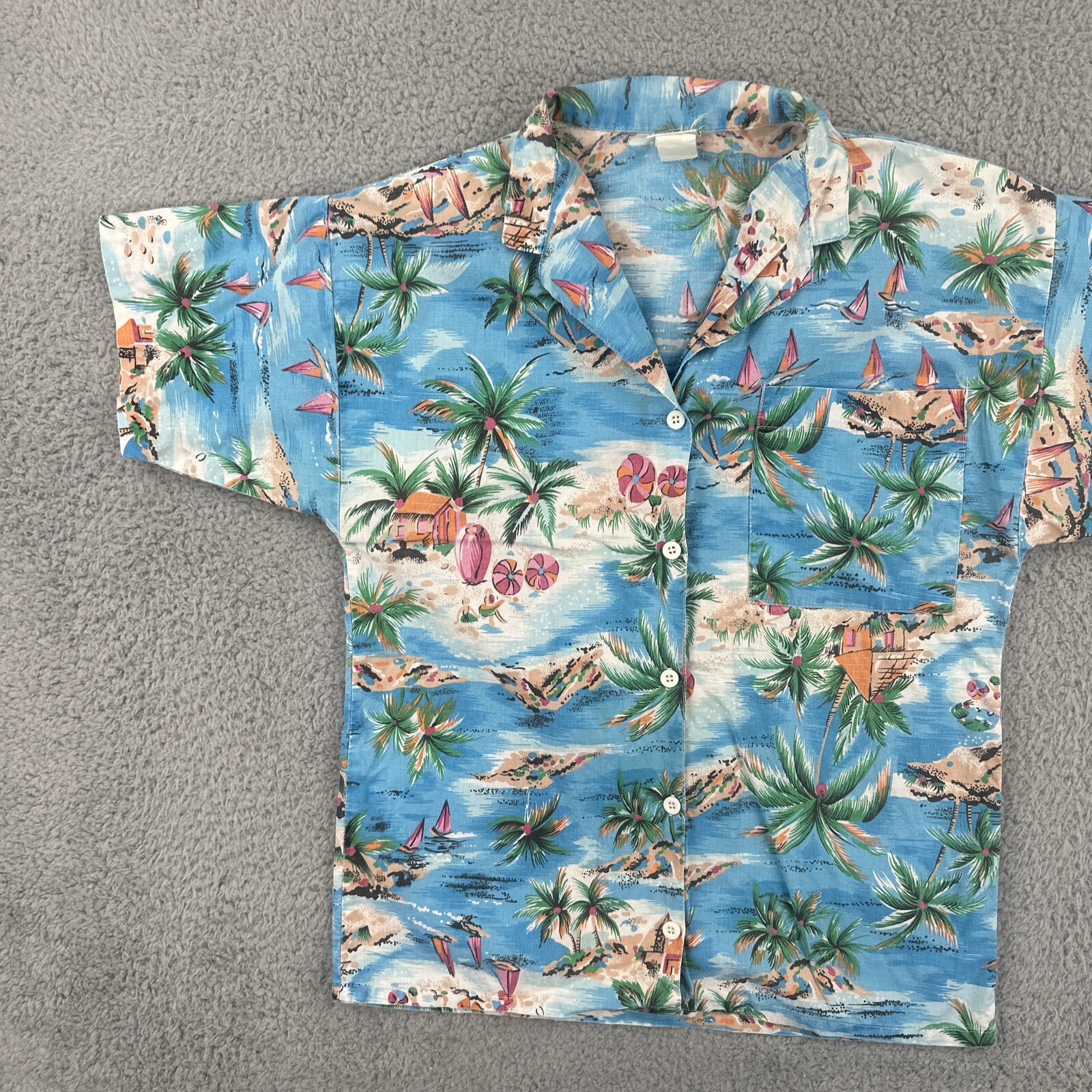 Vintage Palmetto’s 90s Women’s Size S Hawaiian Beach Camp Button Up Shirt EUC