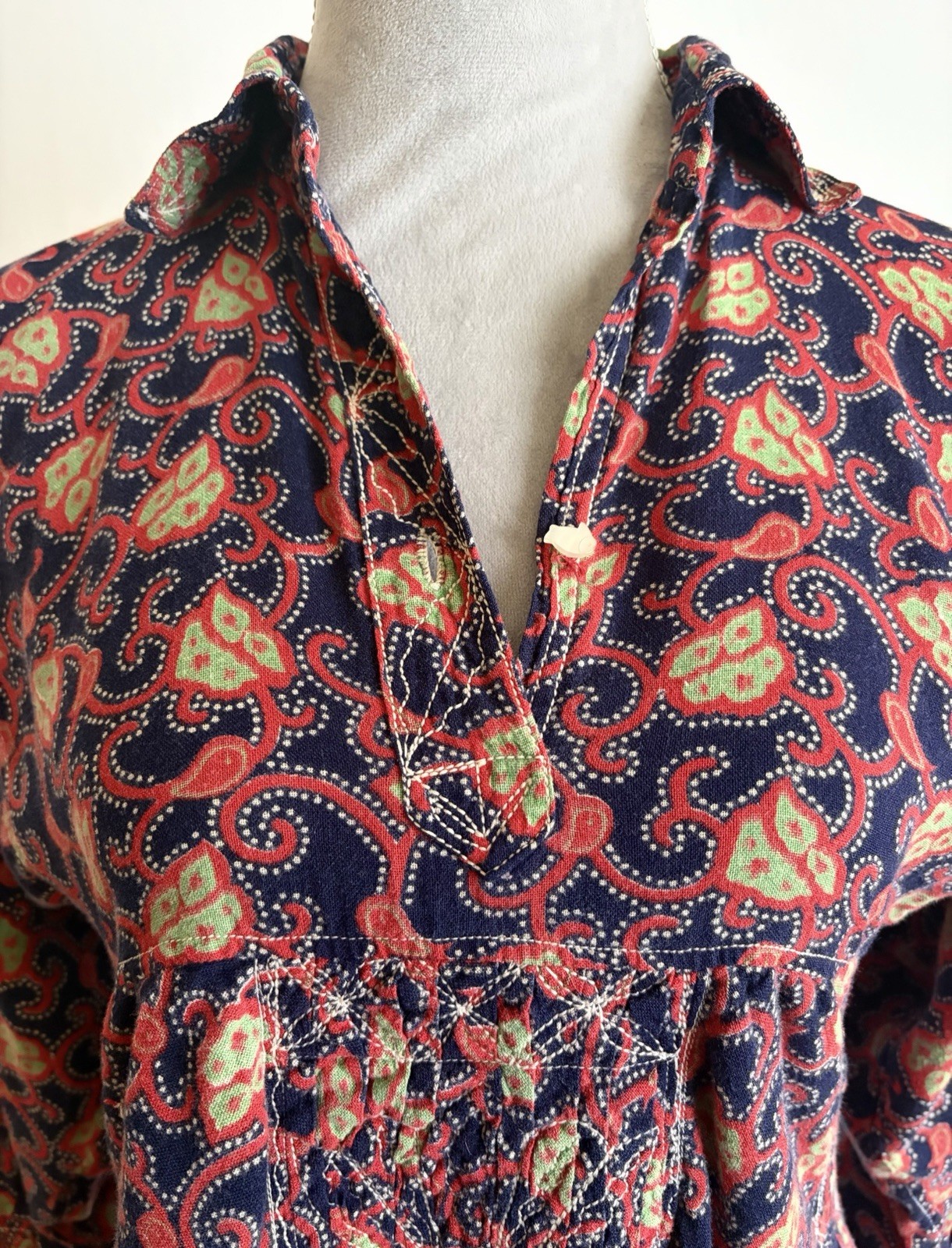 Vintage 70s Boho Hippie Retro Bohemian Afghan Style Colorful Dress Sz SM