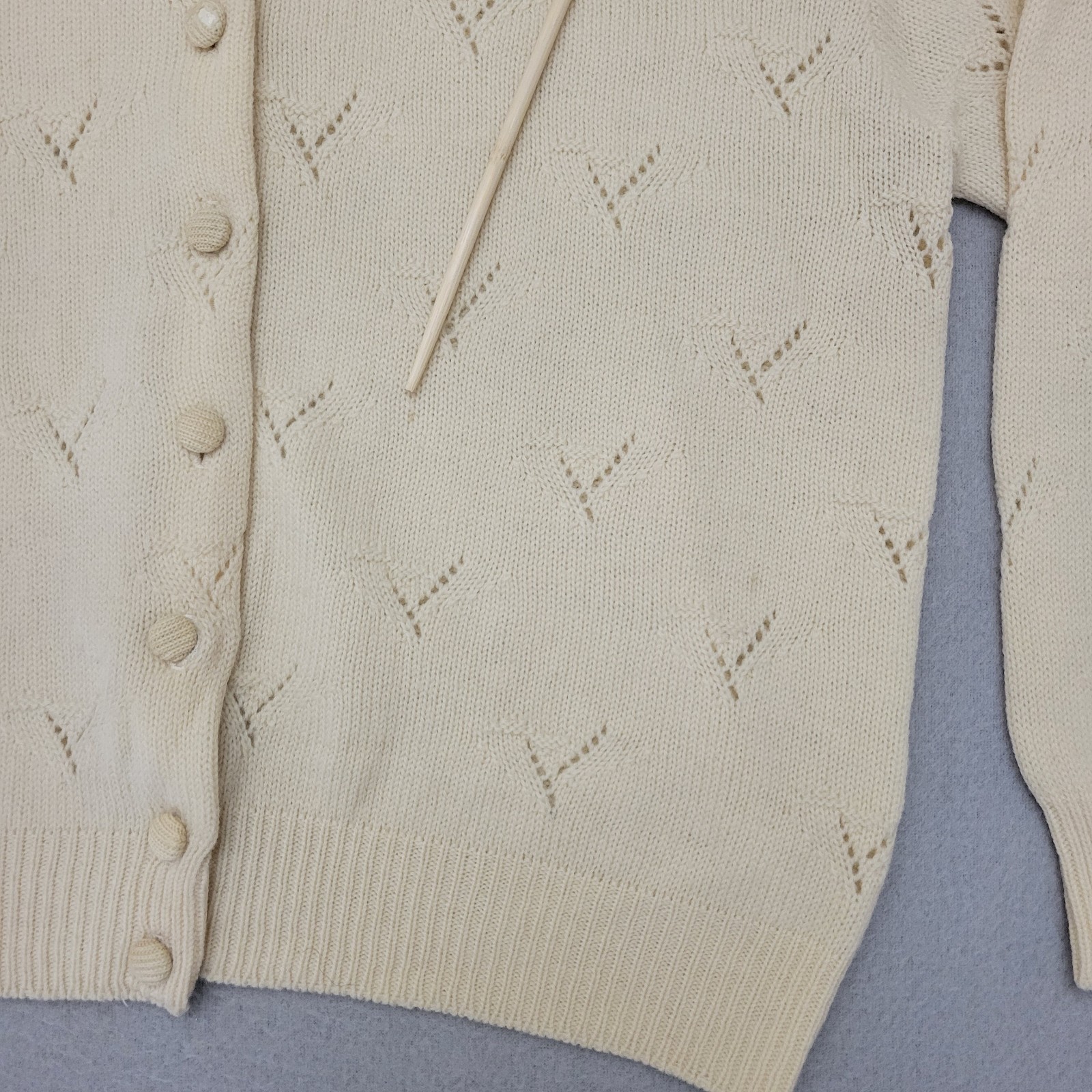 Vintage 60s Alice Kaye Ivory Button-Up Cardigan 100% Wool Women’s Size Large