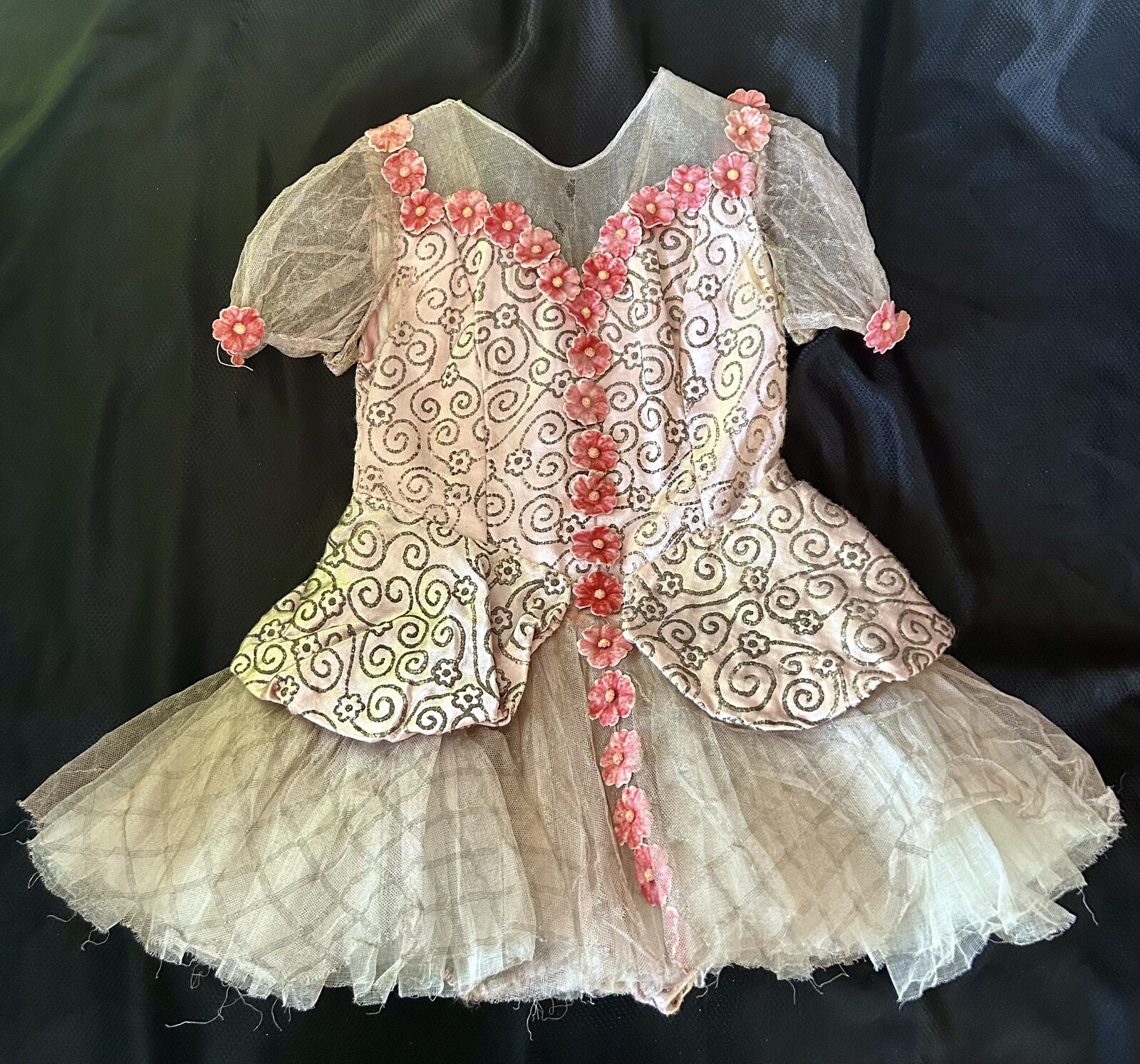 Antique 1930s Ballerina Dance Costume – Pink Floral Tulle