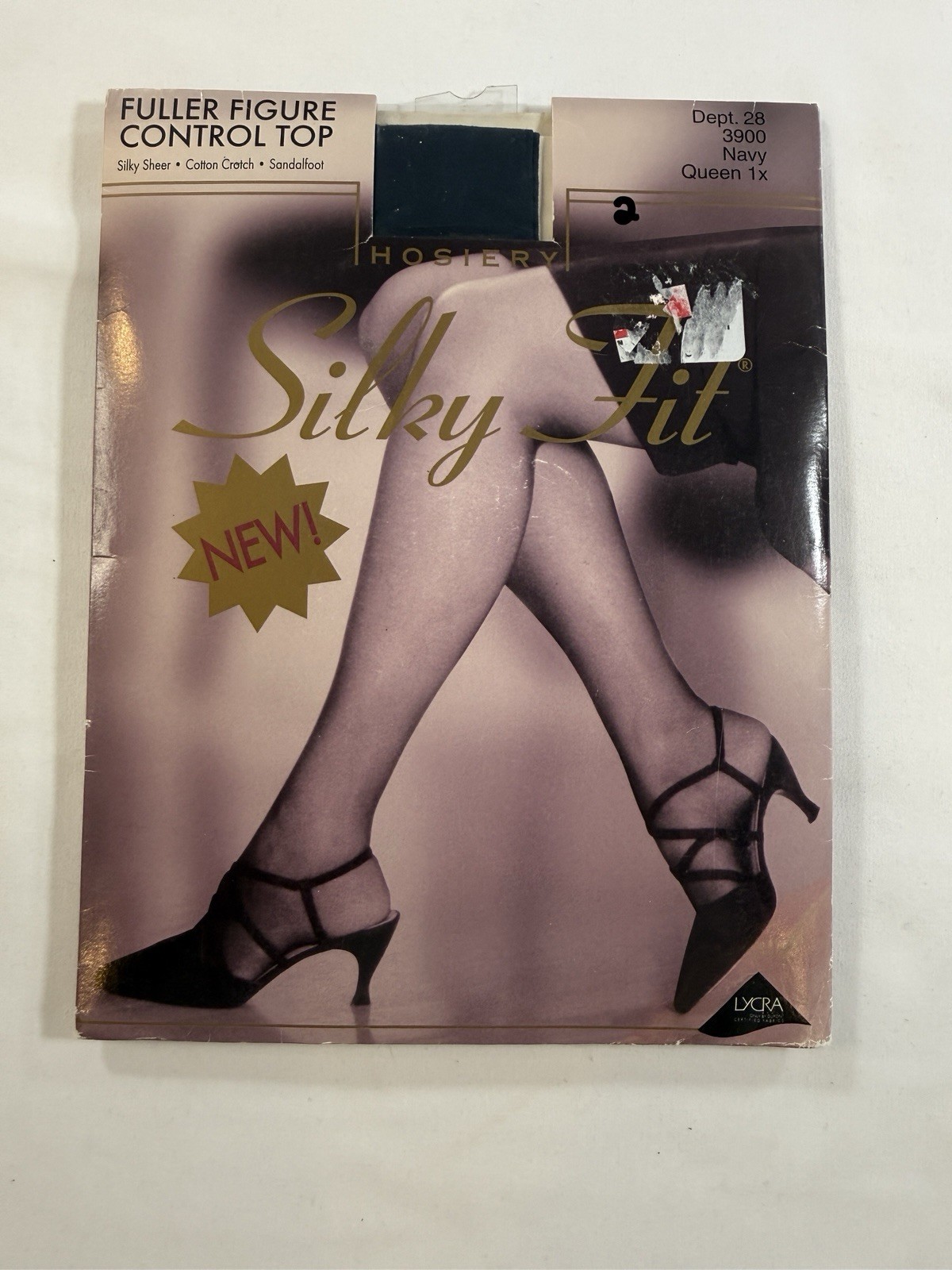 Silky Fit Hosiery Fuller Figure Control Top Pantyhose Navy Queen 1XL Vintage