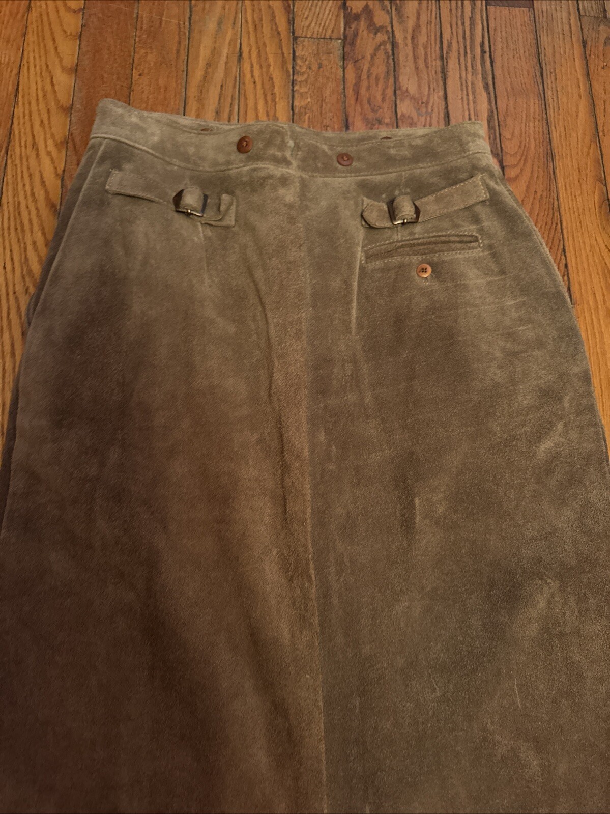 Ralph Lauren Country Brown Long Suede Western Skirt 12 Pockets 4 Pockets