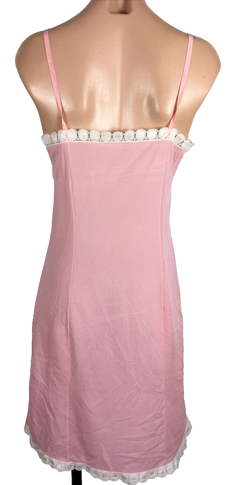 RARE 70s Vassarette Bubblegum Pink Pretty Unique Lace Full Slip Trim Vintage 34