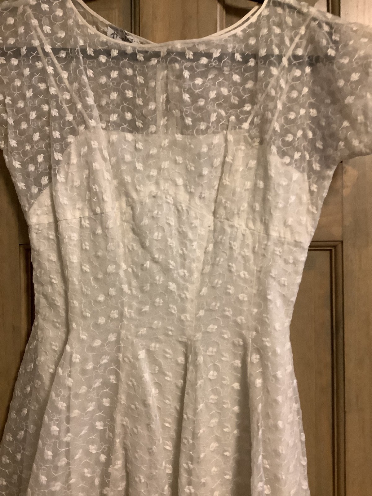 VTG 60s Henley Jr. Women’s White Summer Dress Short Cap sleeve extra small waist