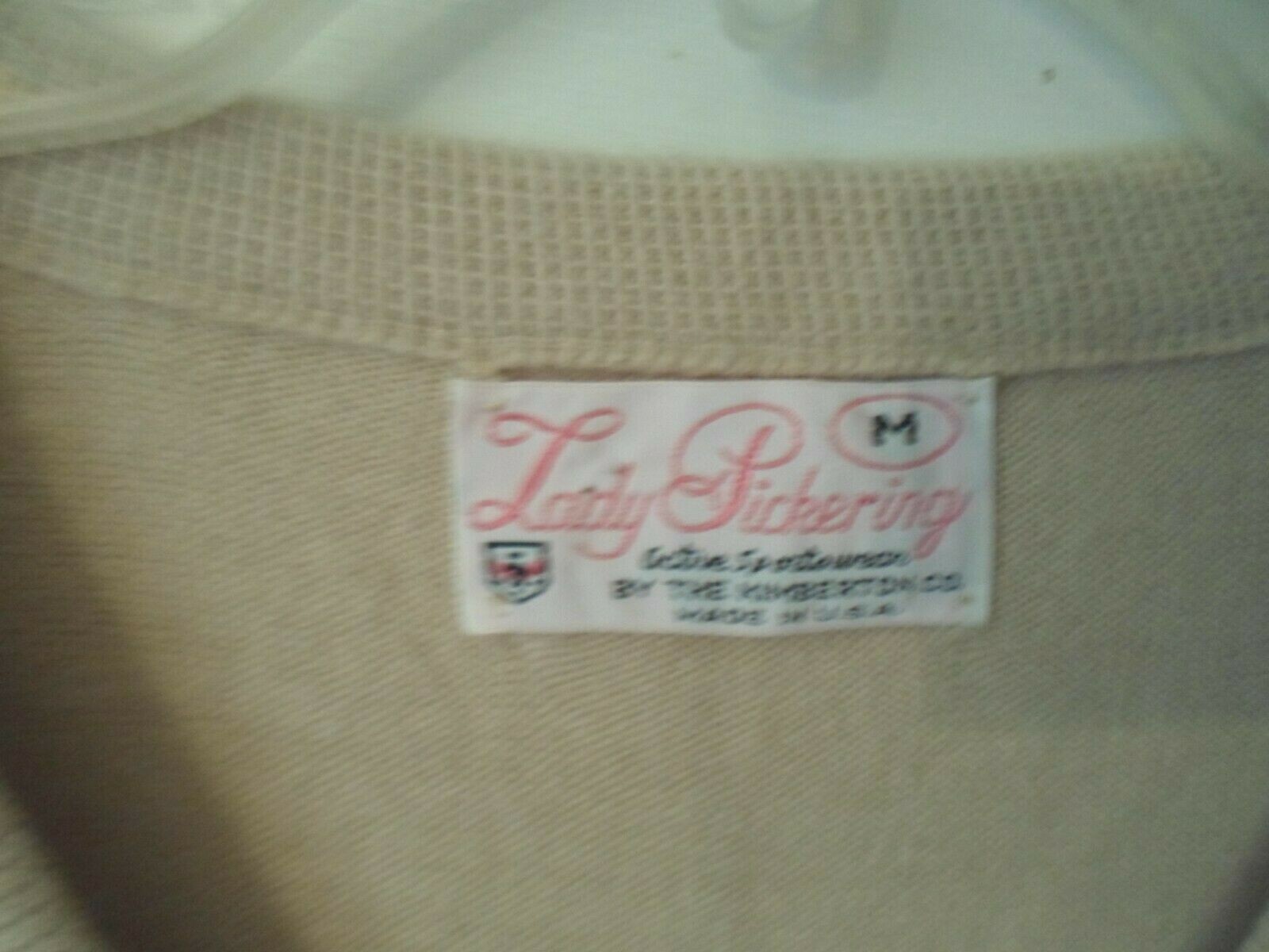 Vintage Lady Pickering M Soft Orlon Acrylic Vneck Sweater PGA Embroiderey Beige