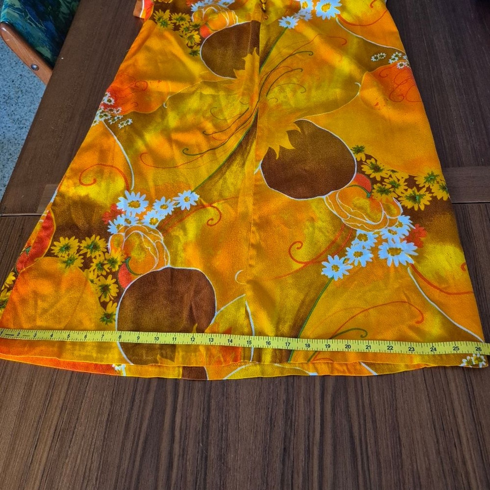 Vintage 60s Paradise Hawaii Orange Floral Shift Dress 12