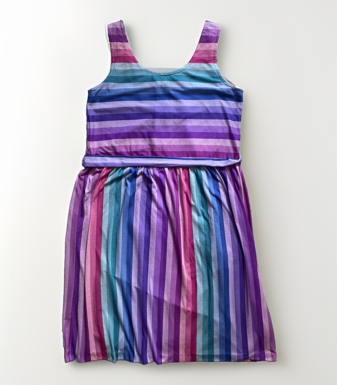 Lady Page Susan Page Vintage Dress Size 12 Striped Pastel Midi 80s Sun Sundress