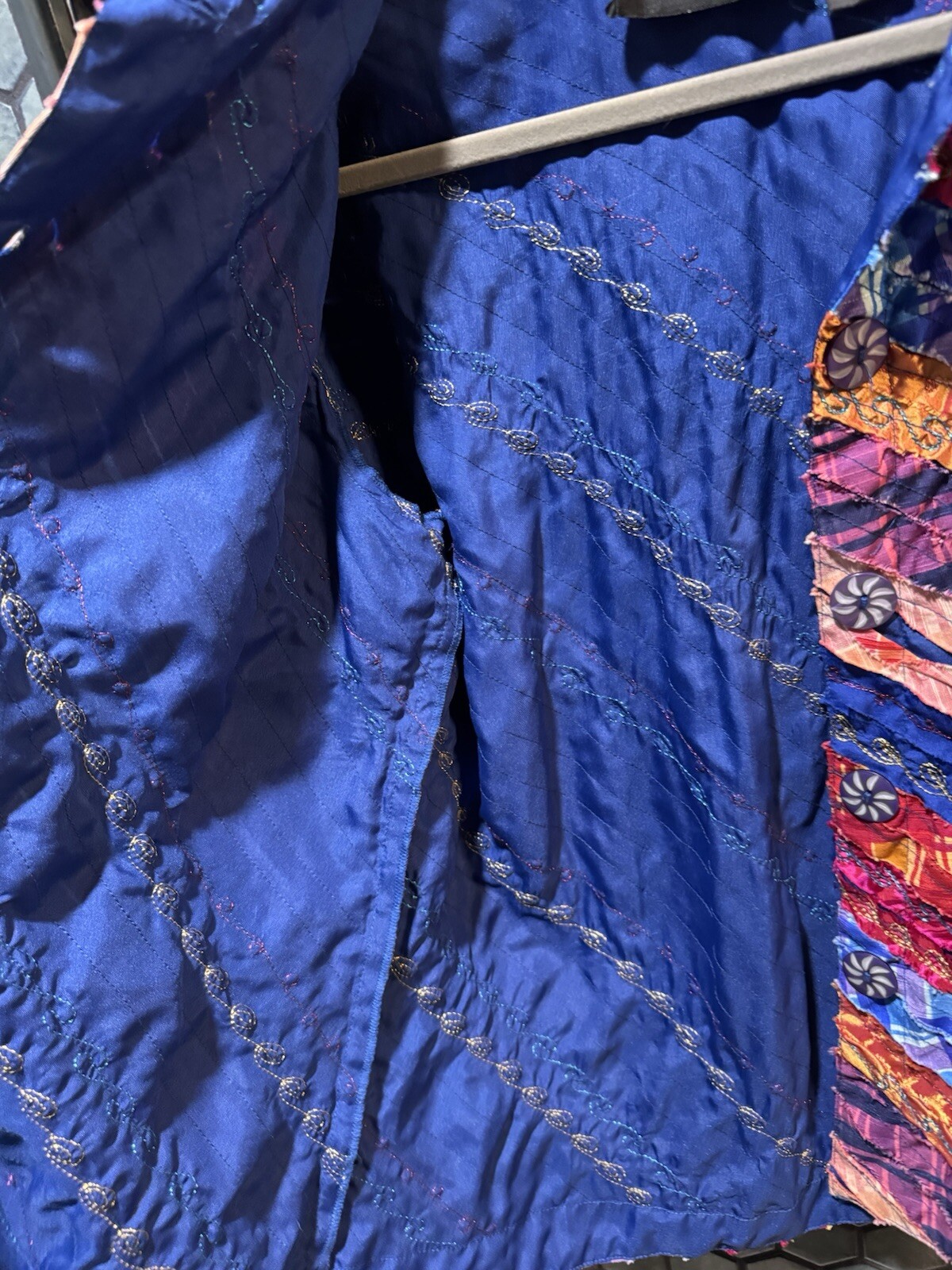 Vintage 1990s Alex Kim Bright Patchwork Jacket / Shacket – Women’s Petite Large