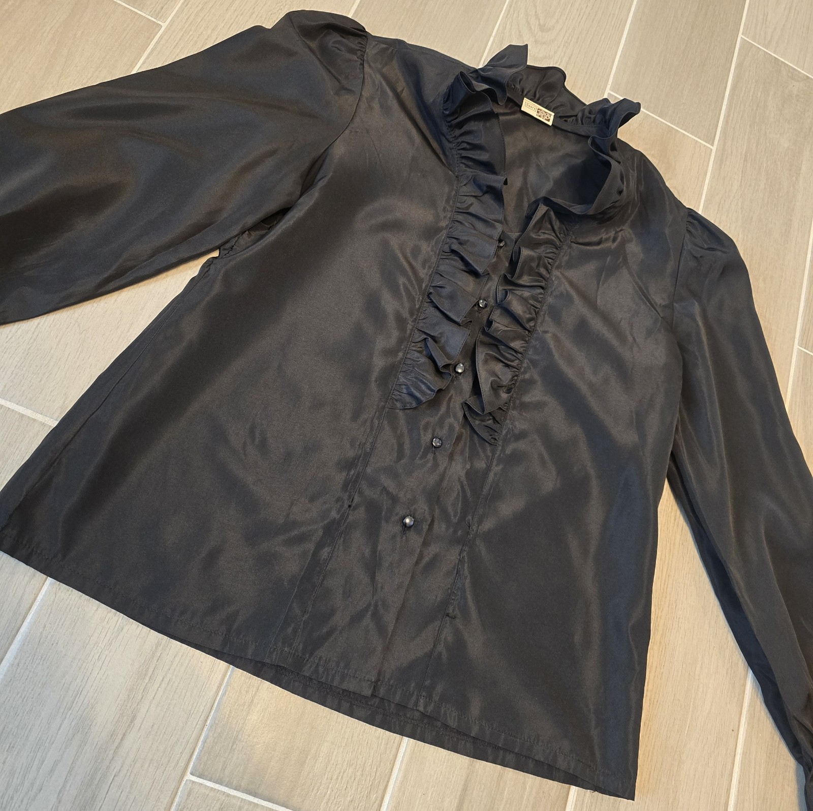 Sears The Fashion Place Womens Dress Shirt Size Medium Black Ruffles Grandmacore