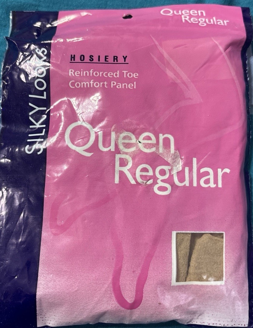 NOS Vtg Queen Size Pantyhose 3x-4x Nude Control Top Reinforced Toe Retro New