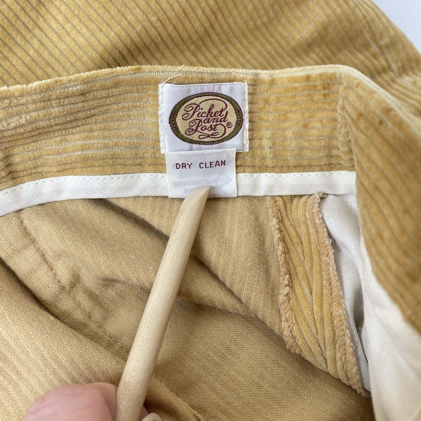 Vintage Picket & Post Corduroy A Line Skirt 14 Petite Pockets Beige Knee Japan