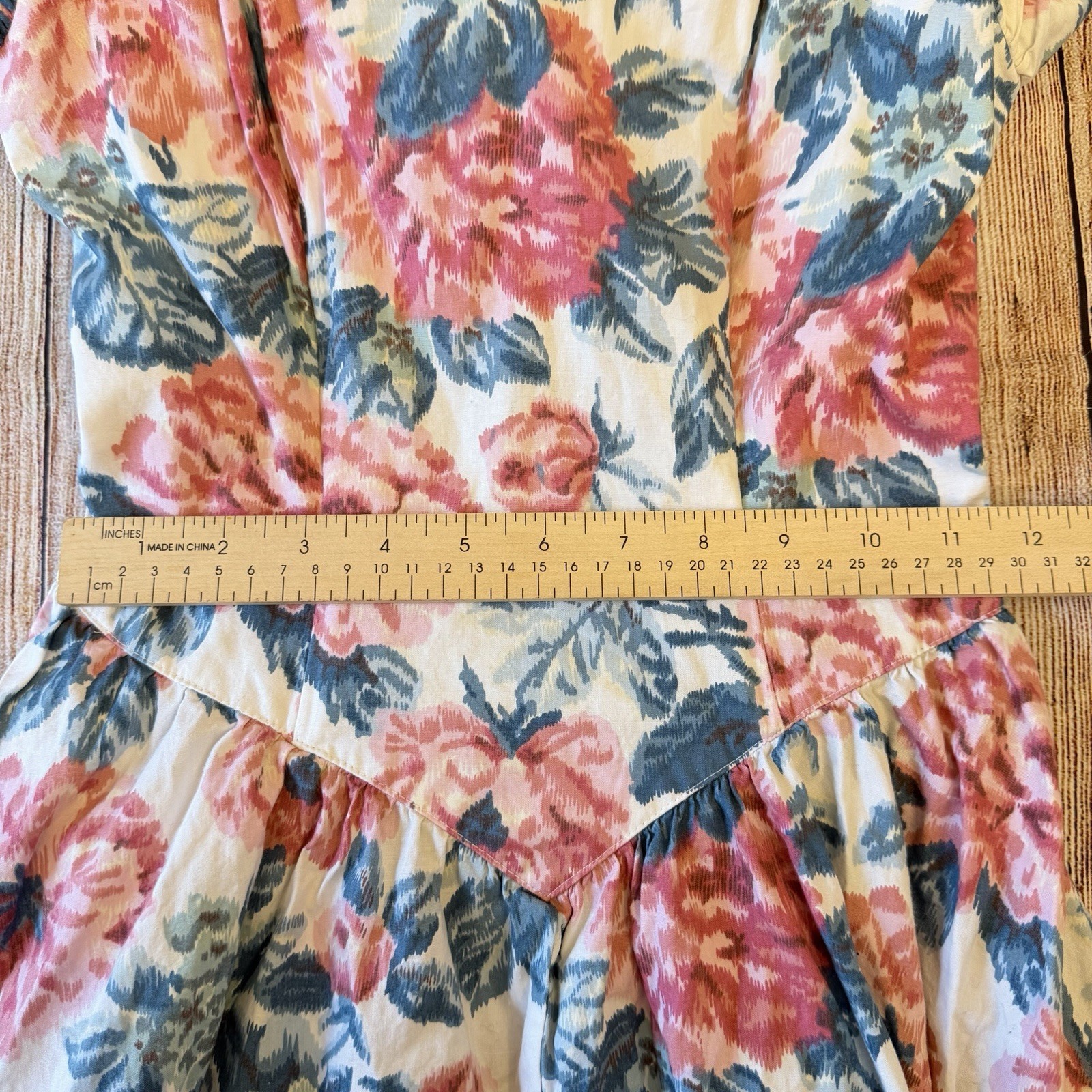 Vintage Off The Shoulder Floral Dress Size 6 Cottage Romantic Feminine 80s Tea
