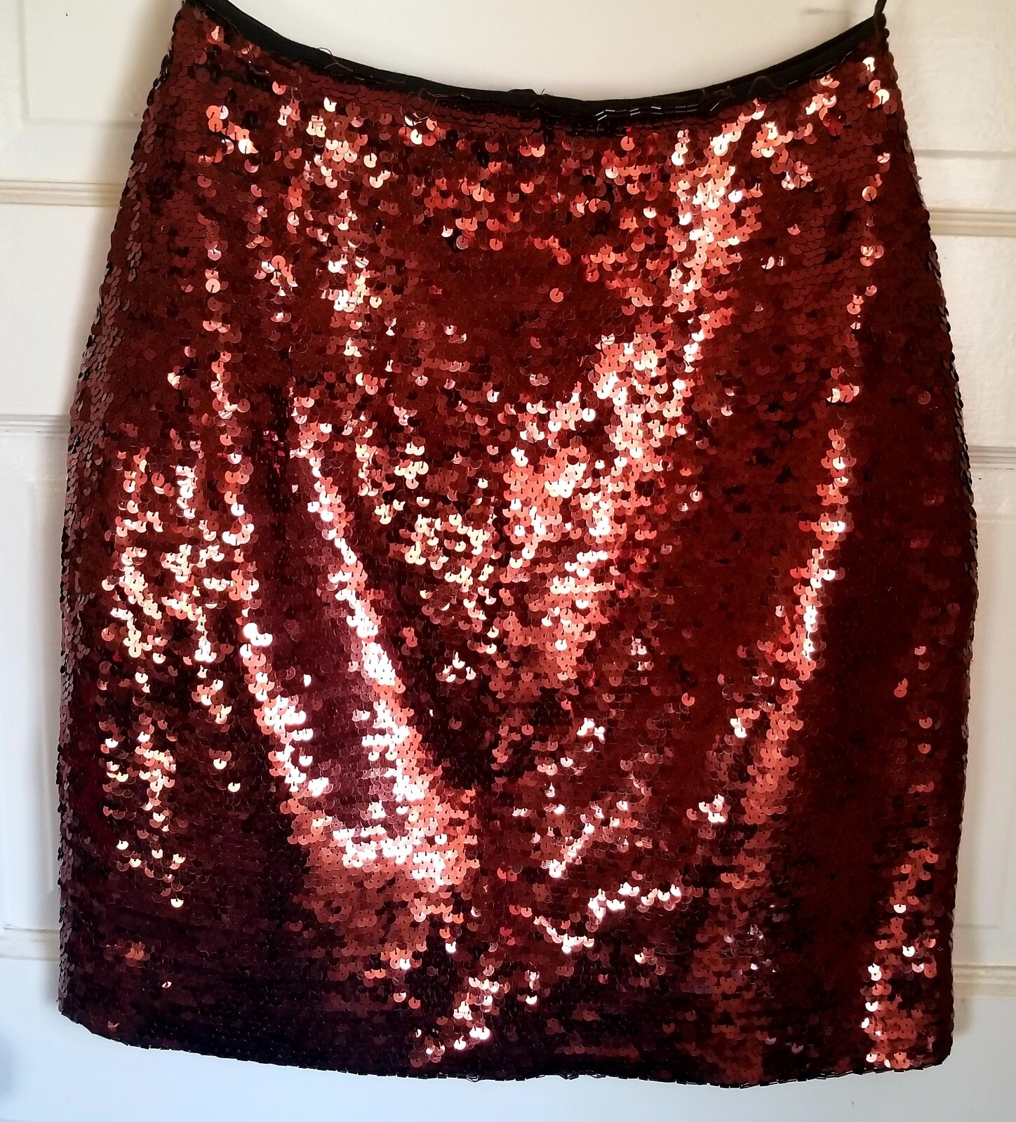 NWOT Vintage Eleanor P. Brenner Bronze Sequin Pencil Mini Skirt Sz P (XS fit)