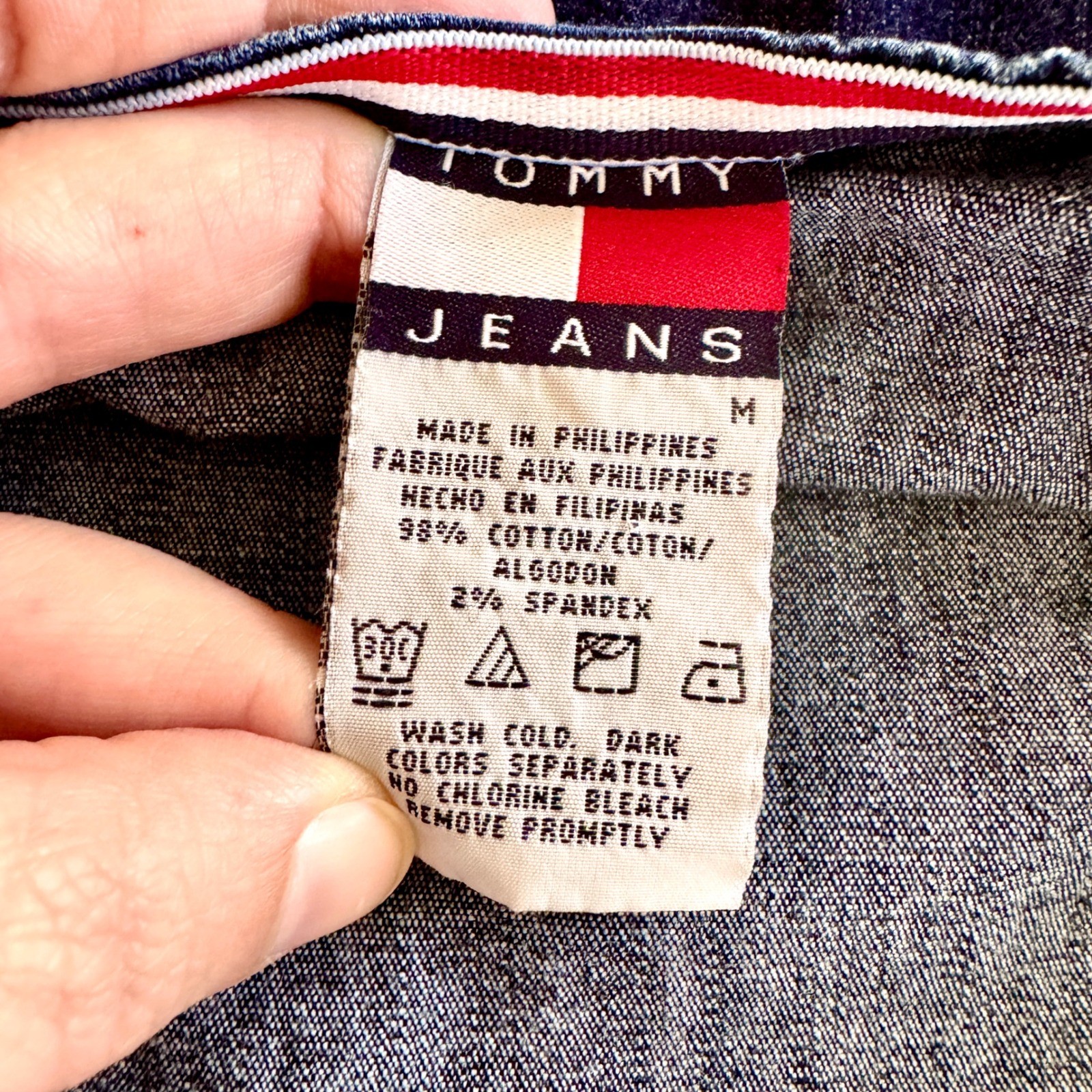 Tommy Jeans Vintage 90s Denim Halter Mini Dress Dark Wash Indigo Womens Medium