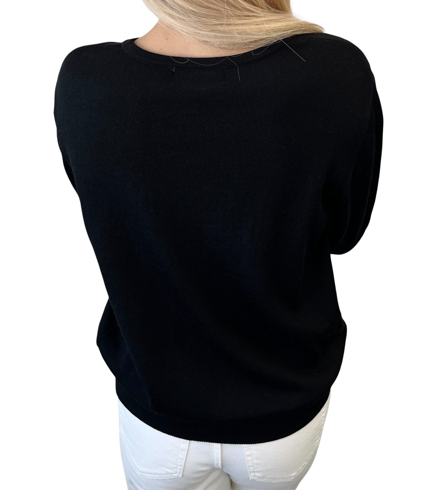 Yves Saint Laurent Vintage YSL Logo Knit Long Sleeve Top #M Black 901922
