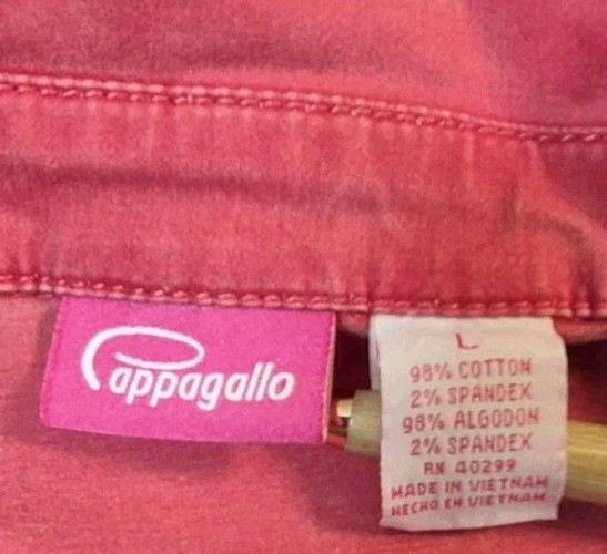 90’s 2pc Cappagallo Red Denim Jacket sz Lrg & Pants sz Med Women’s Pkts VTG