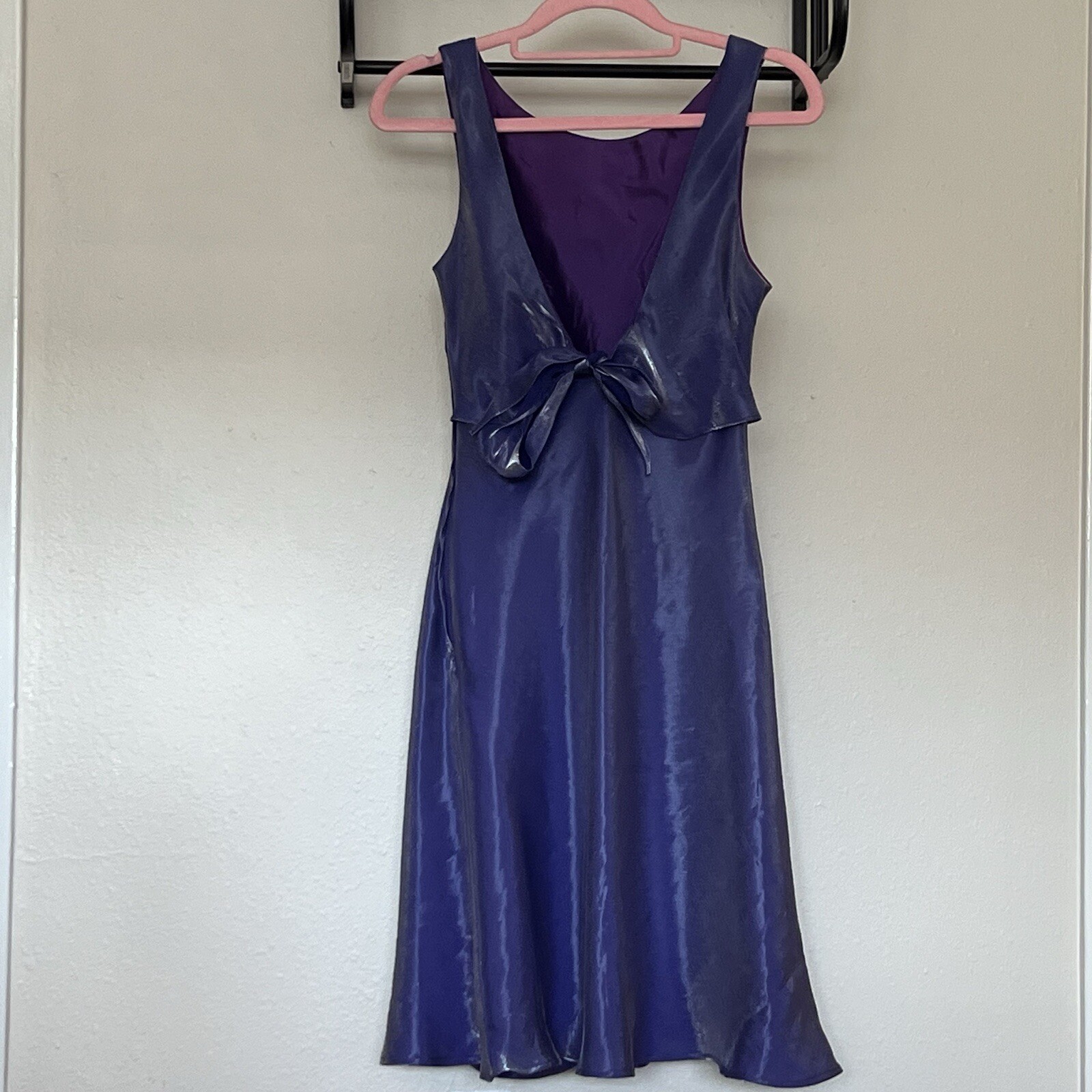 De Laru Dress By Sheila Yen Purple Lilac Size 5/6 Shiny Metallic Minidress